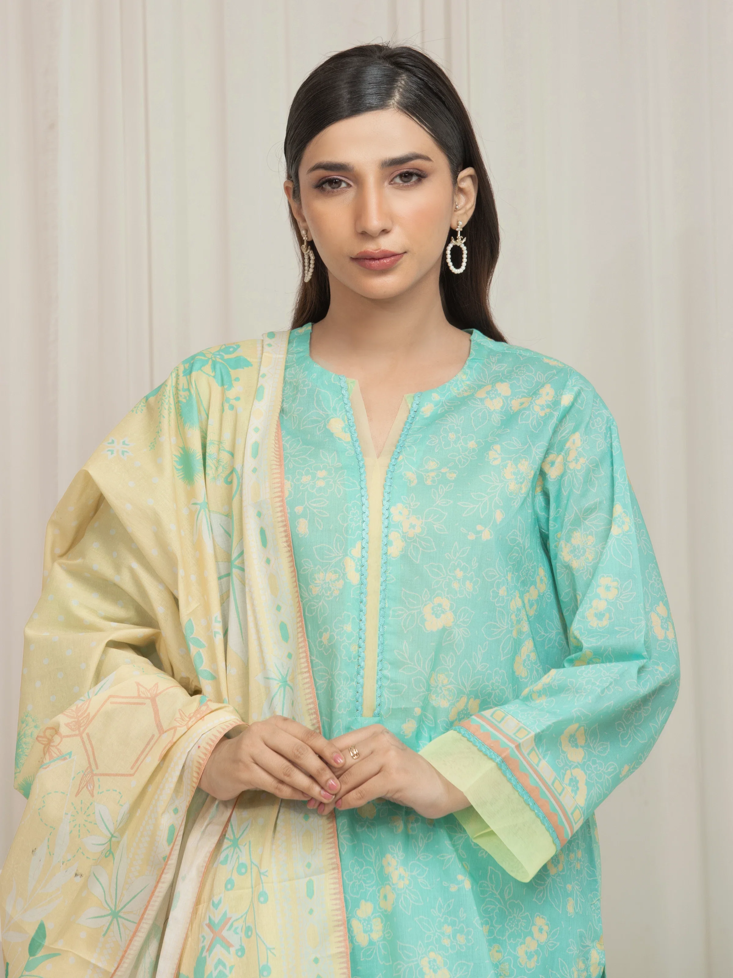 Unstitched Printed Lawn Suit - EWU6A1-36687-3P - Image 2