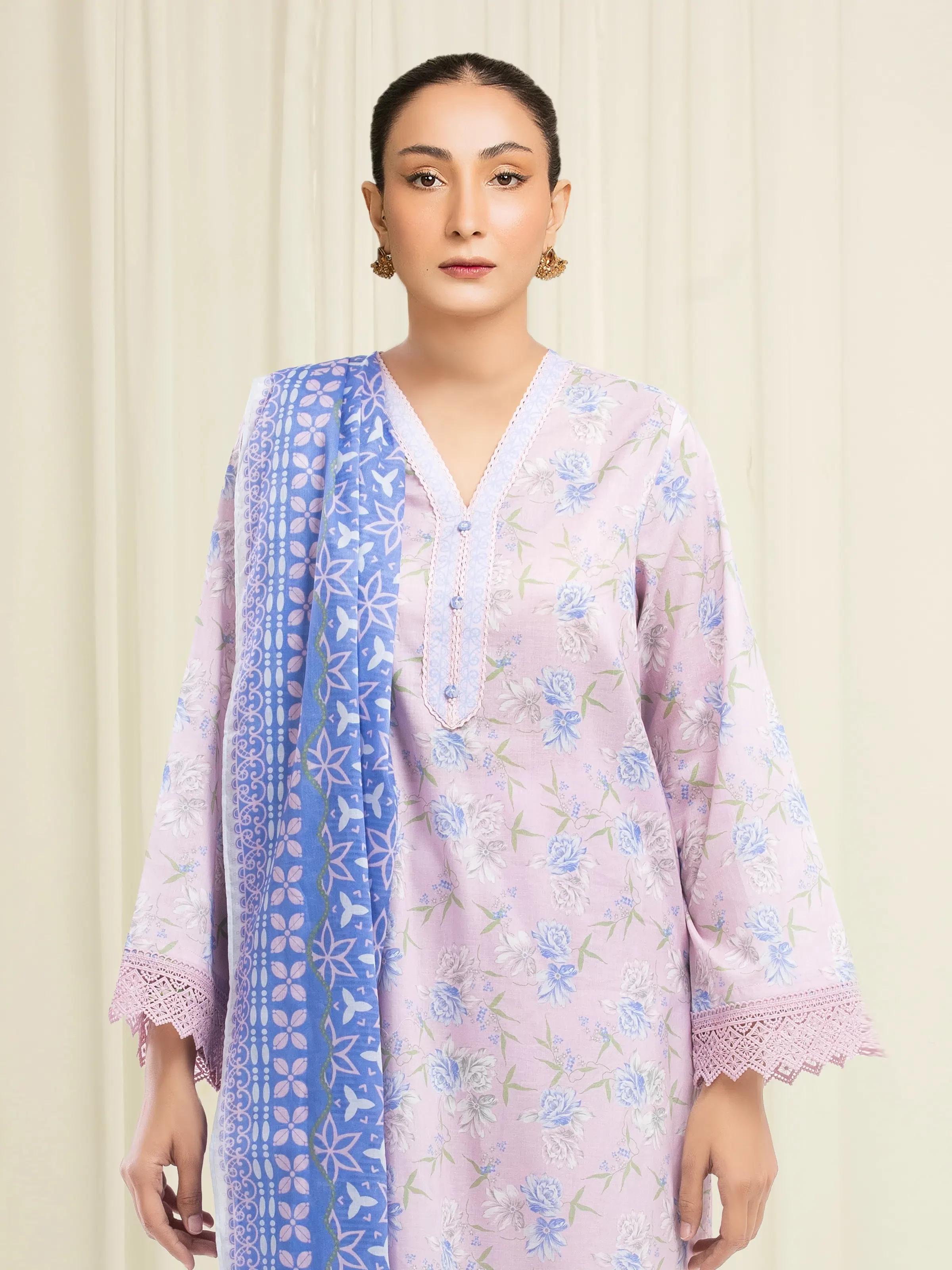 Unstitched Printed Lawn Suit - EWU6A1-36697-3P - Image 2