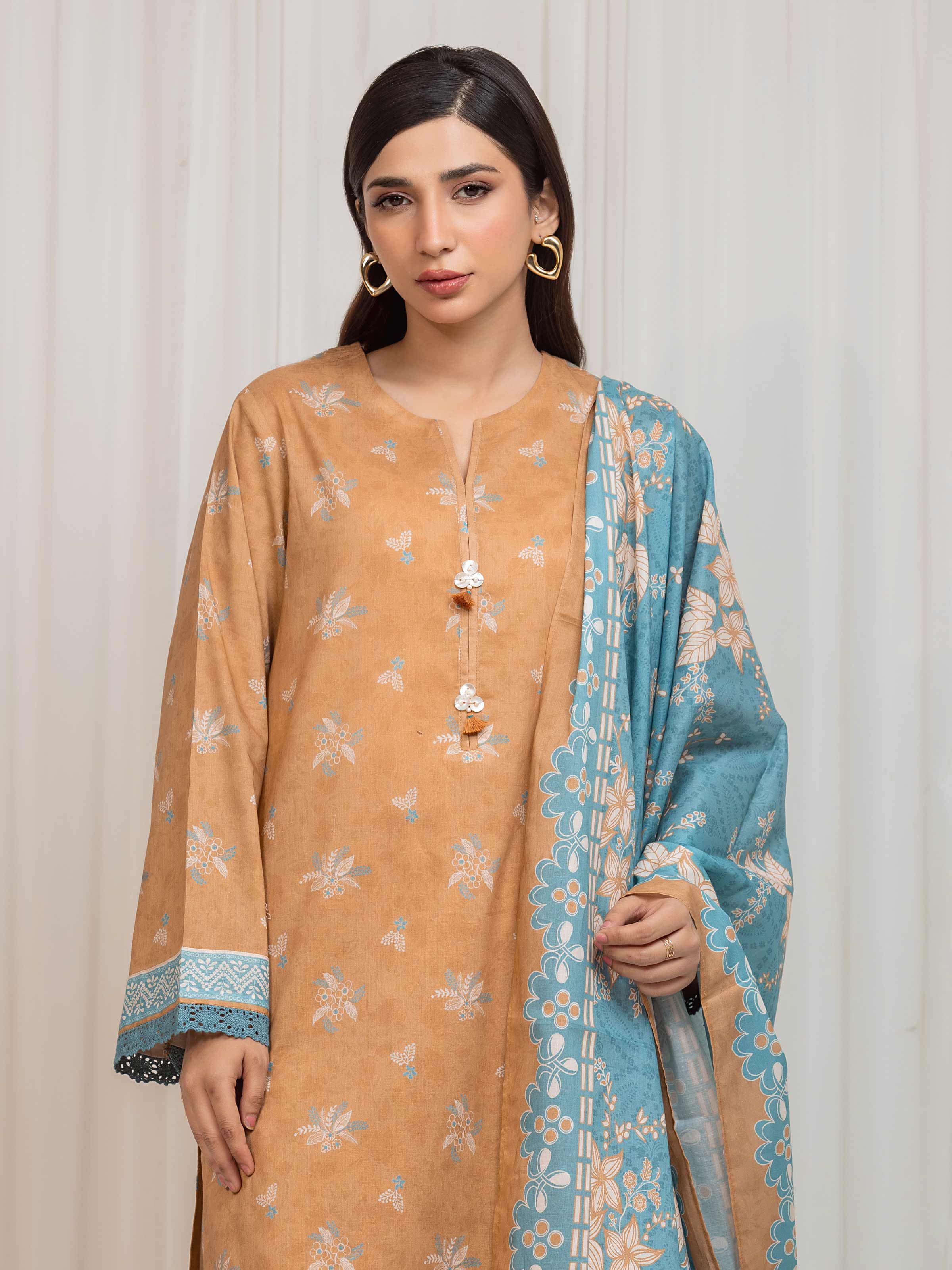 Unstitched Printed Lawn Suit - EWU6A1-36699-3P - Image 2