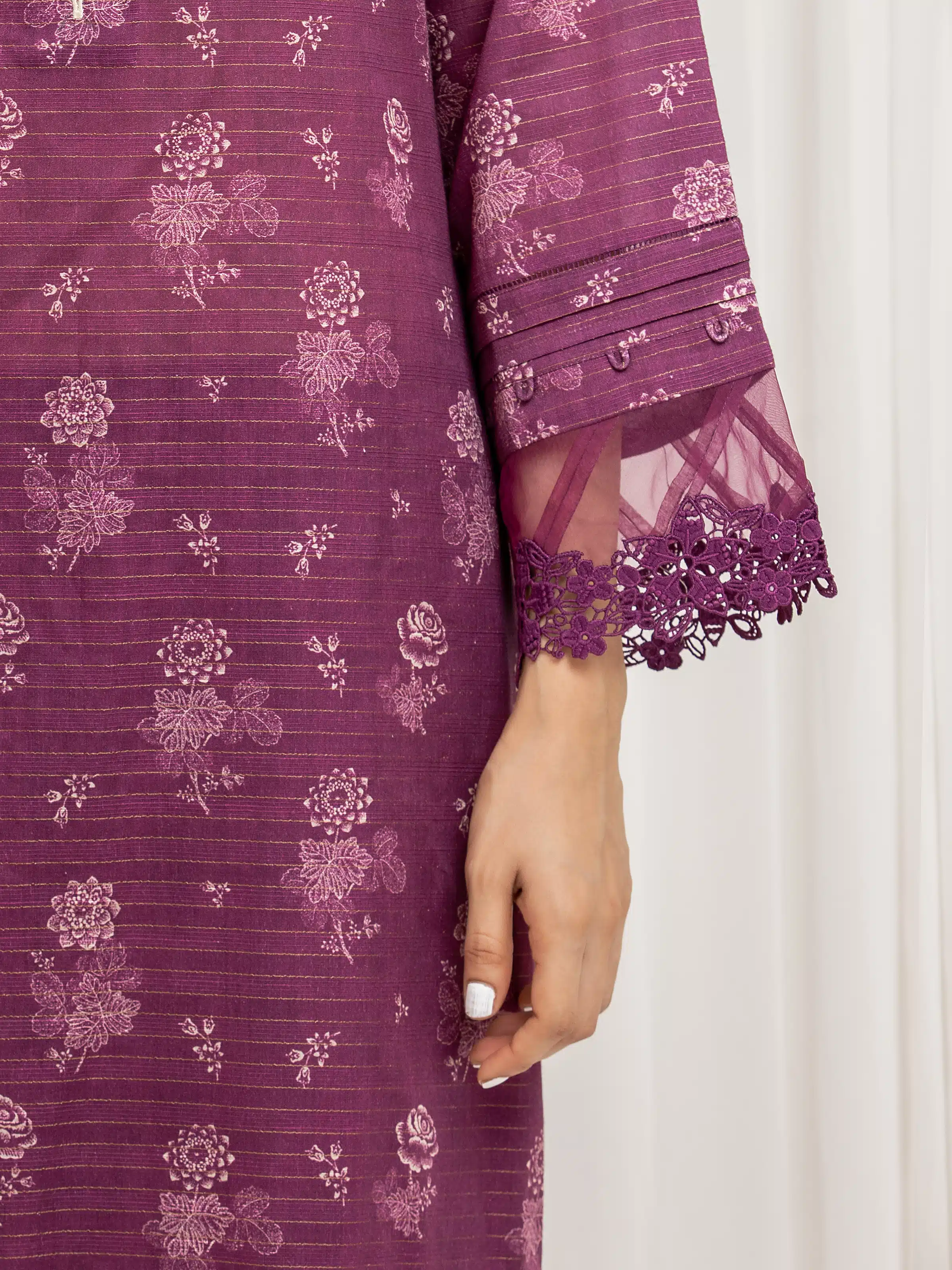 Unstitched Printed Zari Lawn Suit - EWU6M6-003-3P - Image 3