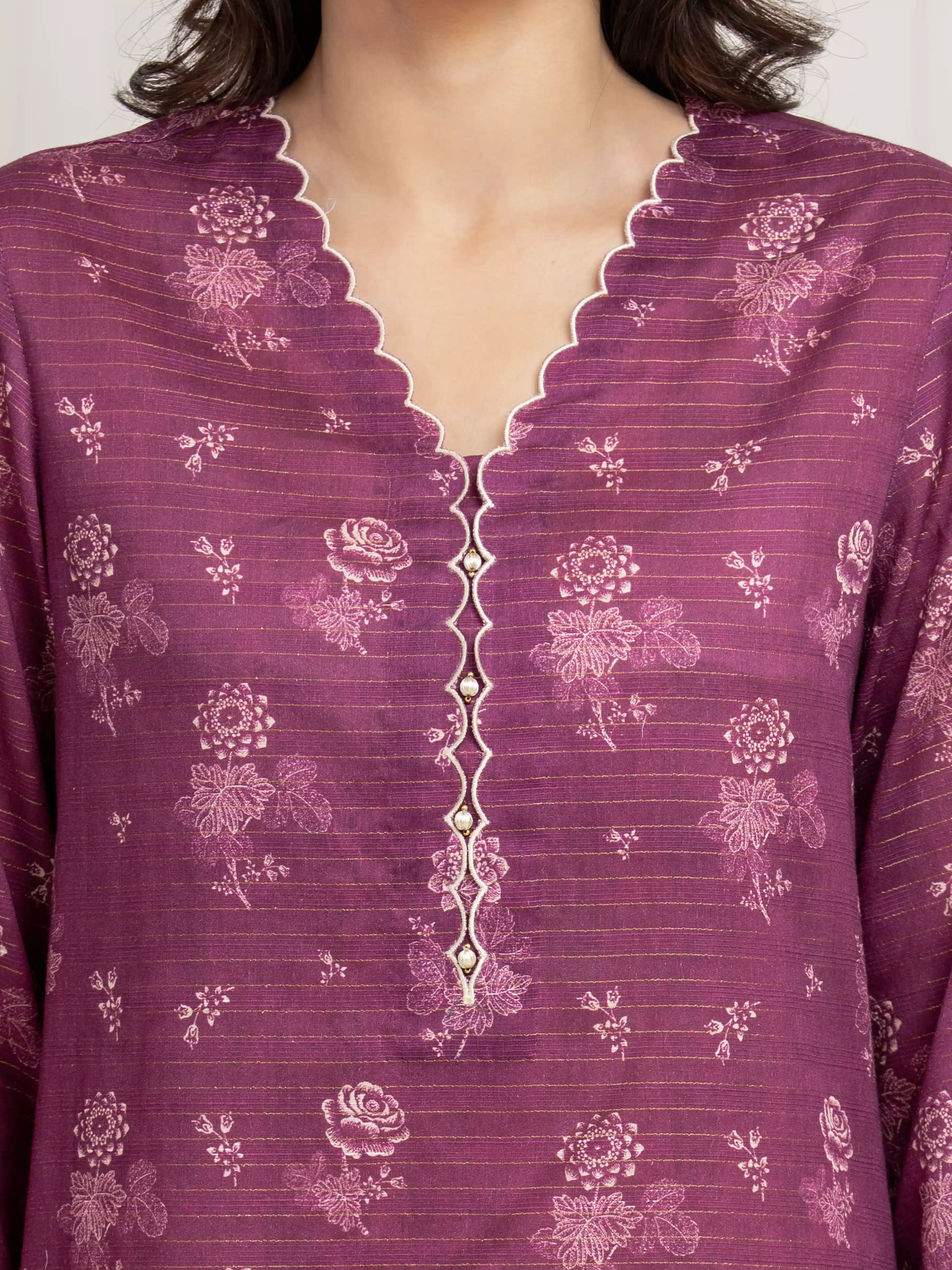 Unstitched Printed Zari Lawn Suit - EWU6M6-003-3P - Image 4