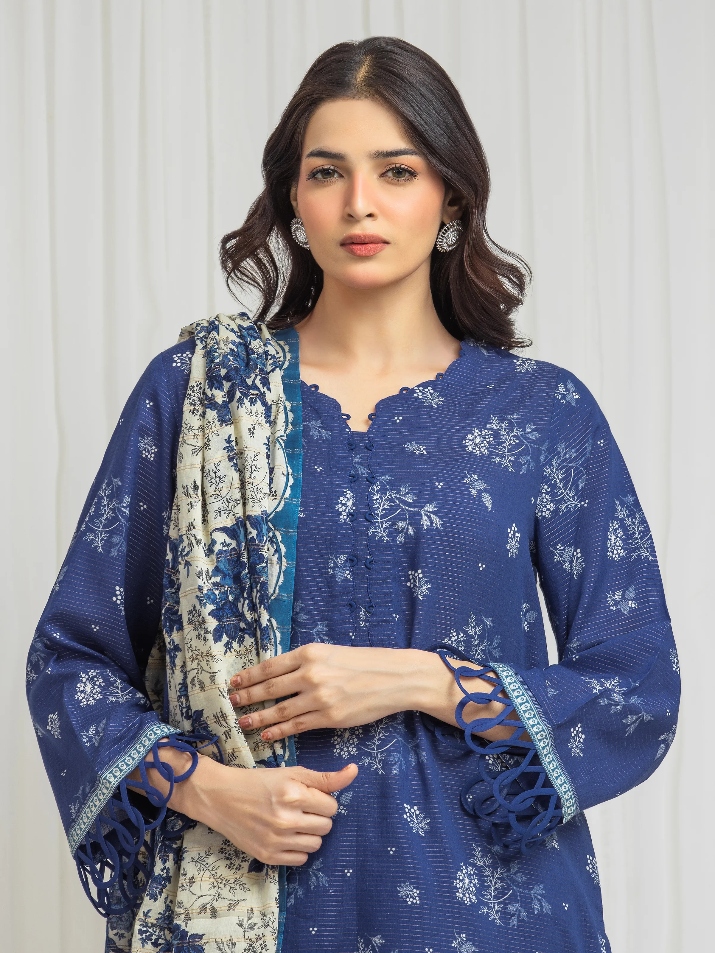 Unstitched Printed Zari Lawn Suit - EWU6M6-006-3P - Image 2
