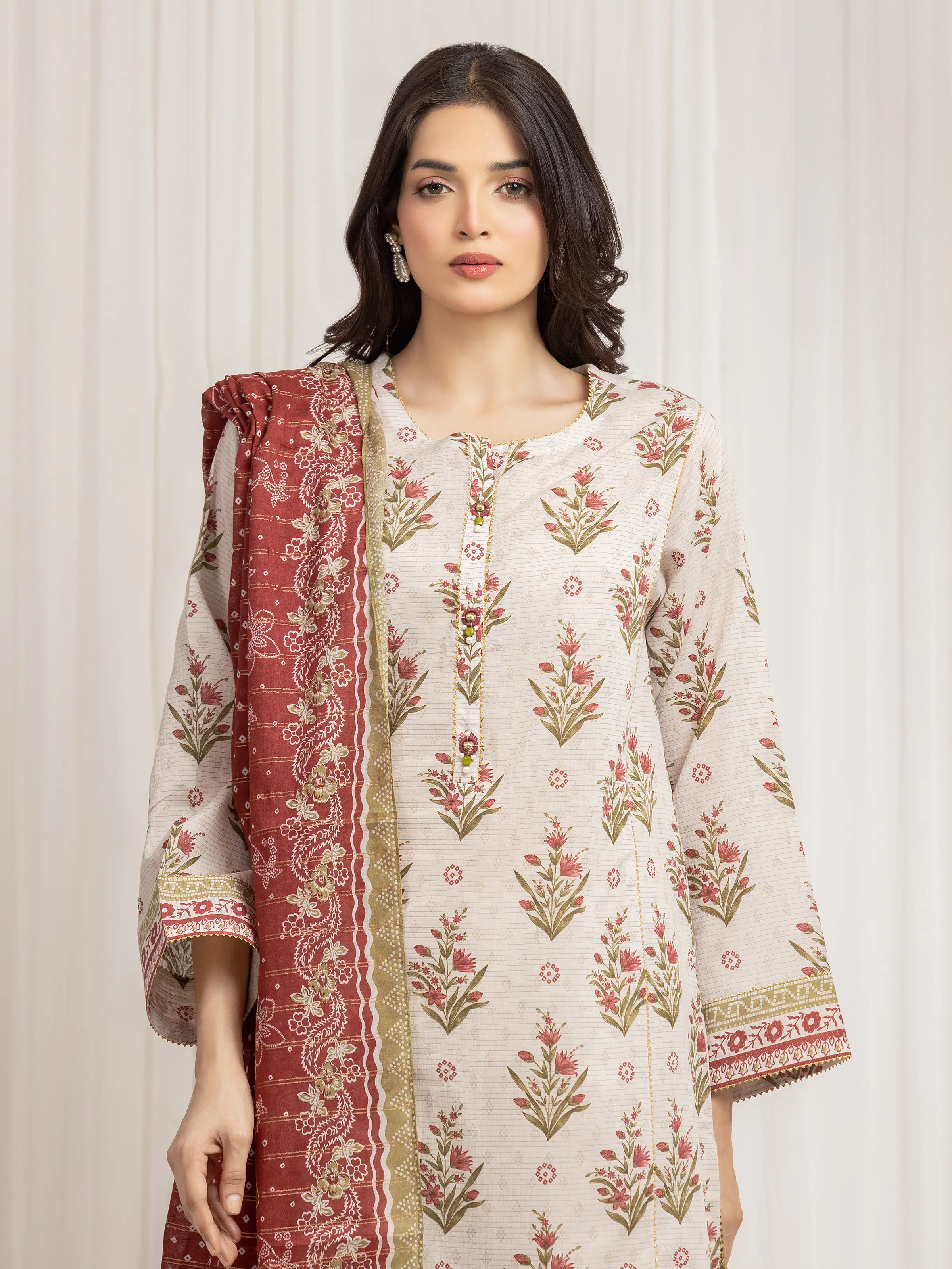 Unstitched Printed Zari Lawn Suit - EWU6M6-010-3P - Image 2