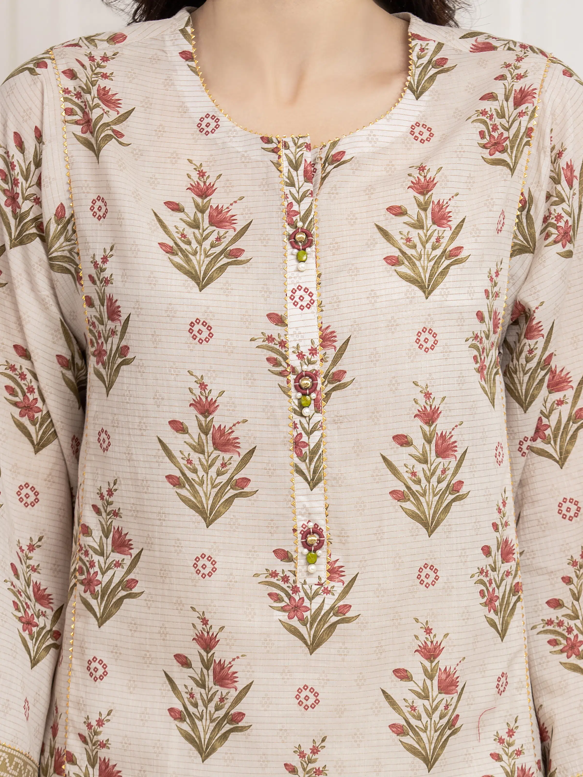 Unstitched Printed Zari Lawn Suit - EWU6M6-010-3P - Image 3
