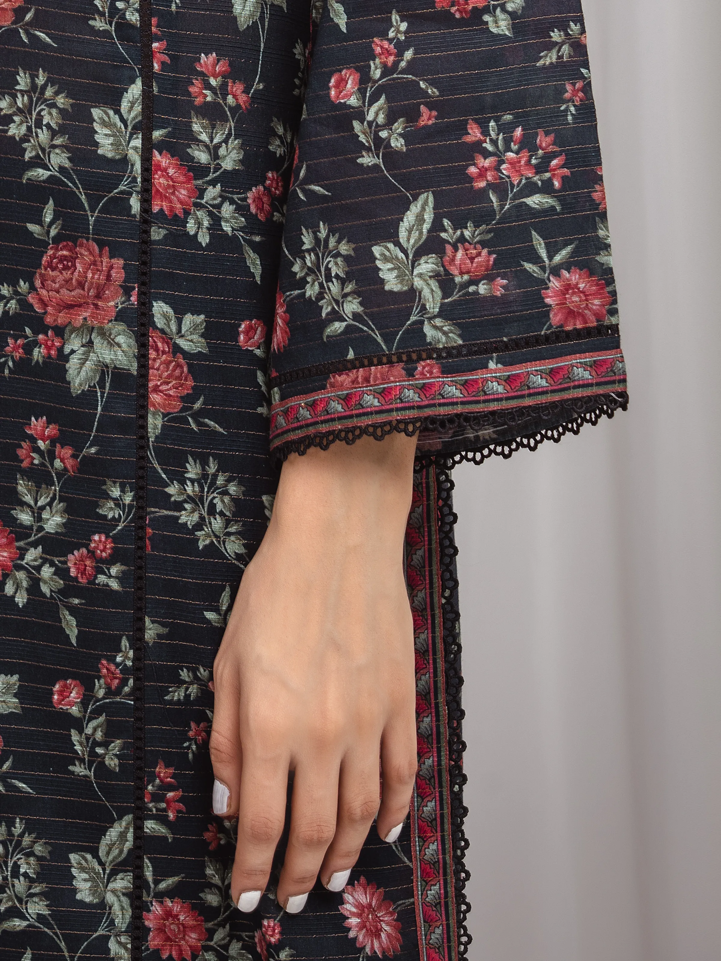 Unstitched Printed Zari Lawn Suit - EWU6M6-011-3P - Image 3