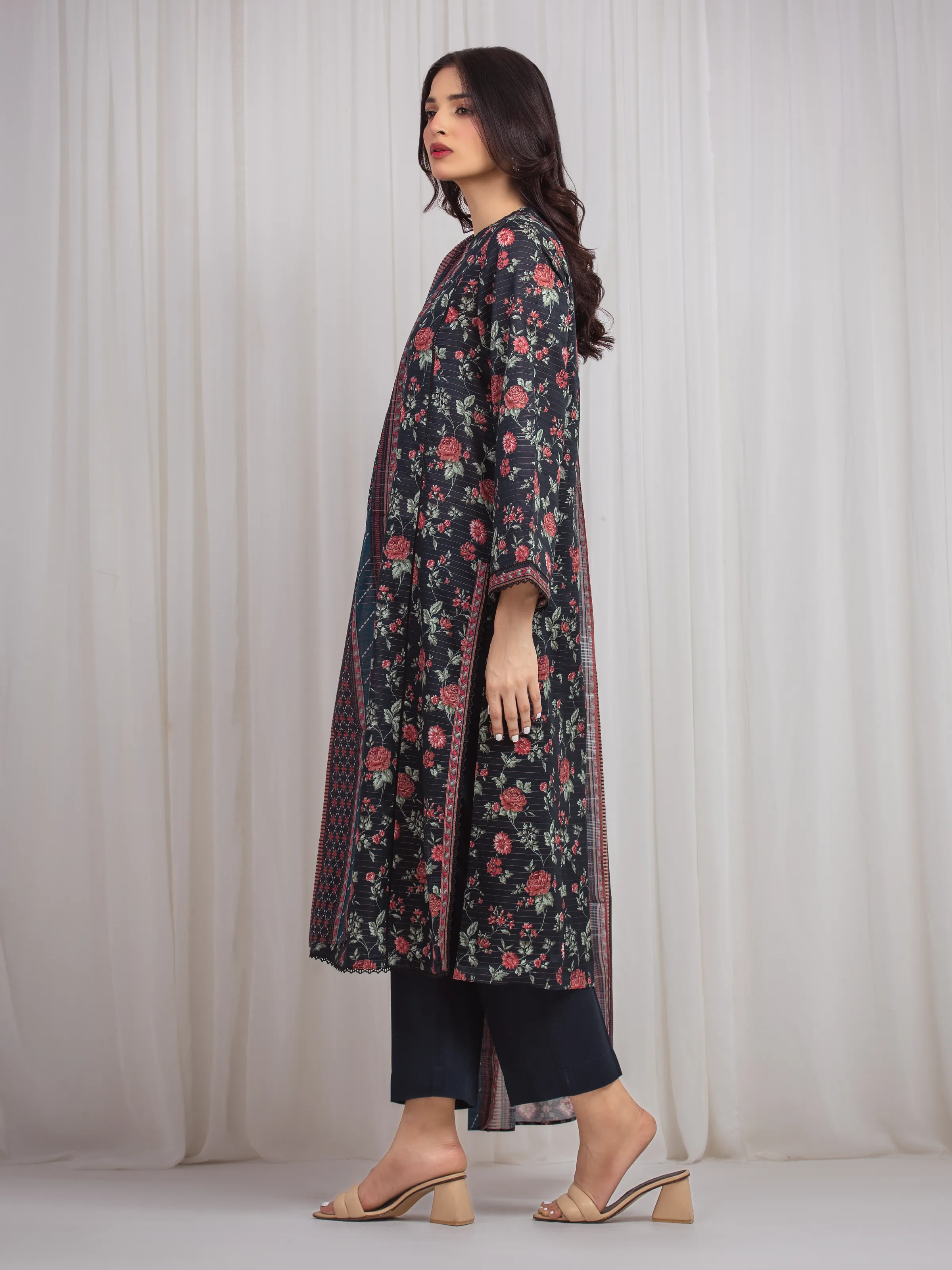 Unstitched Printed Zari Lawn Suit - EWU6M6-011-3P - Image 5