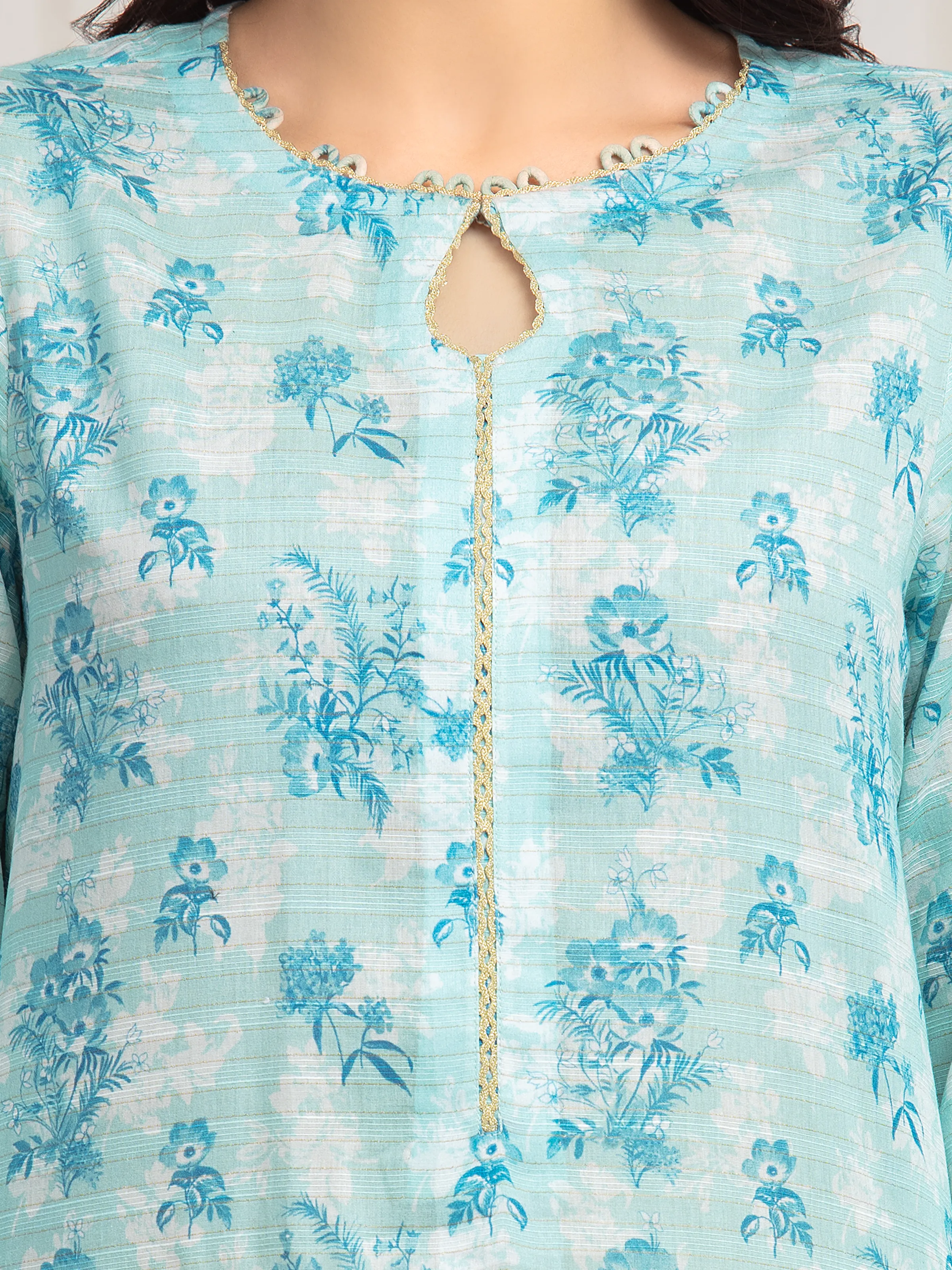Unstitched Printed Zari Lawn Suit - EWU6M6-013-3P - Image 3