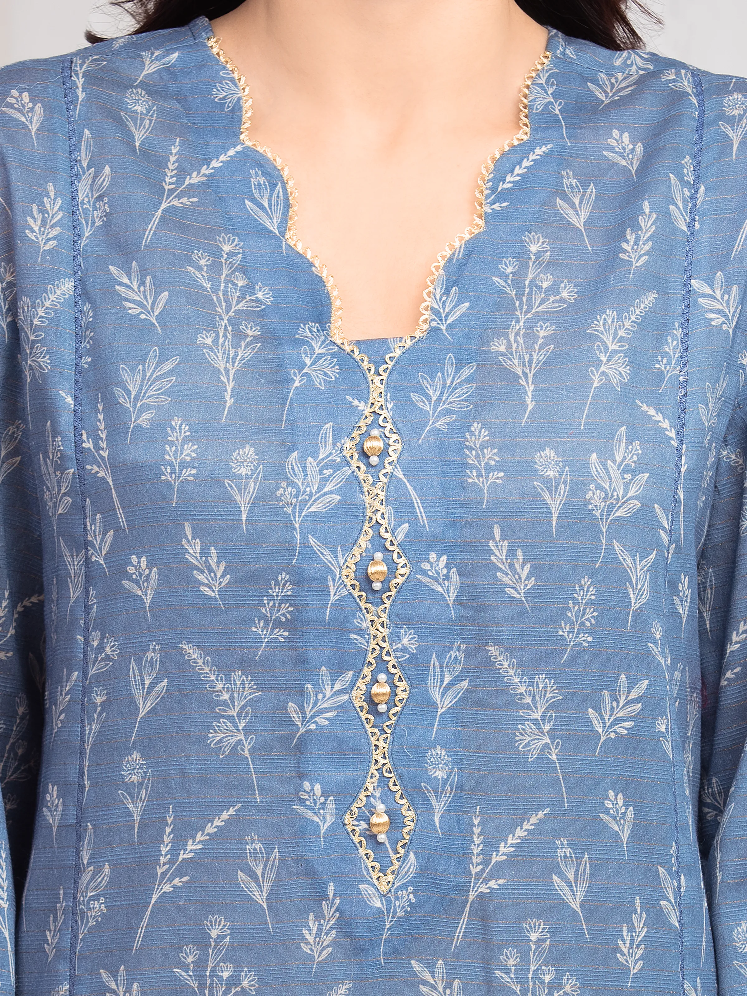 Unstitched Printed Zari Lawn Suit - EWU6M6-015-3P - Image 3