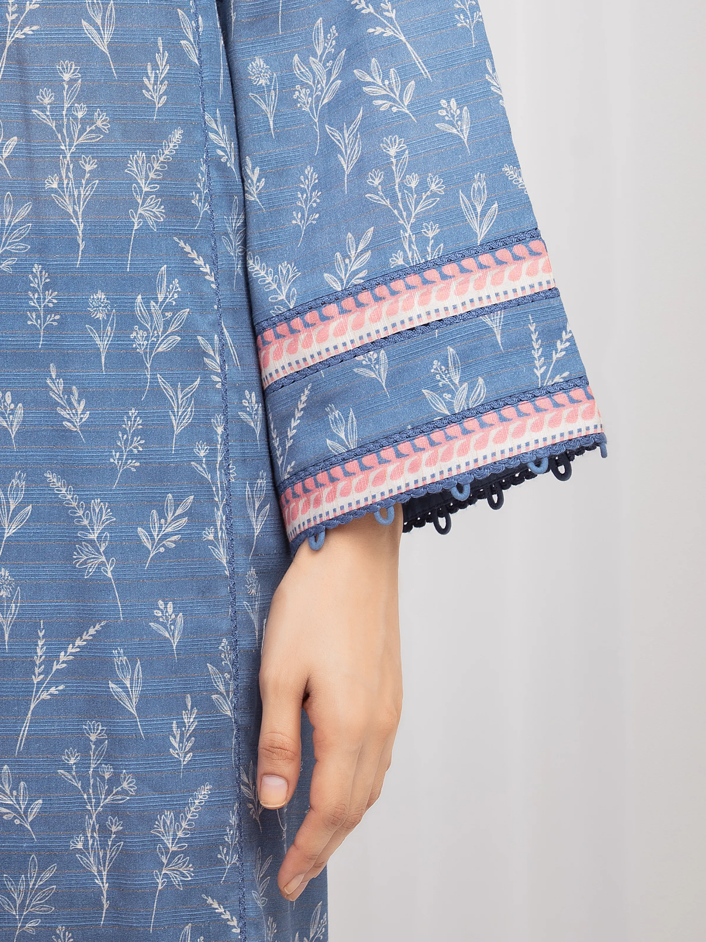 Unstitched Printed Zari Lawn Suit - EWU6M6-015-3P - Image 4