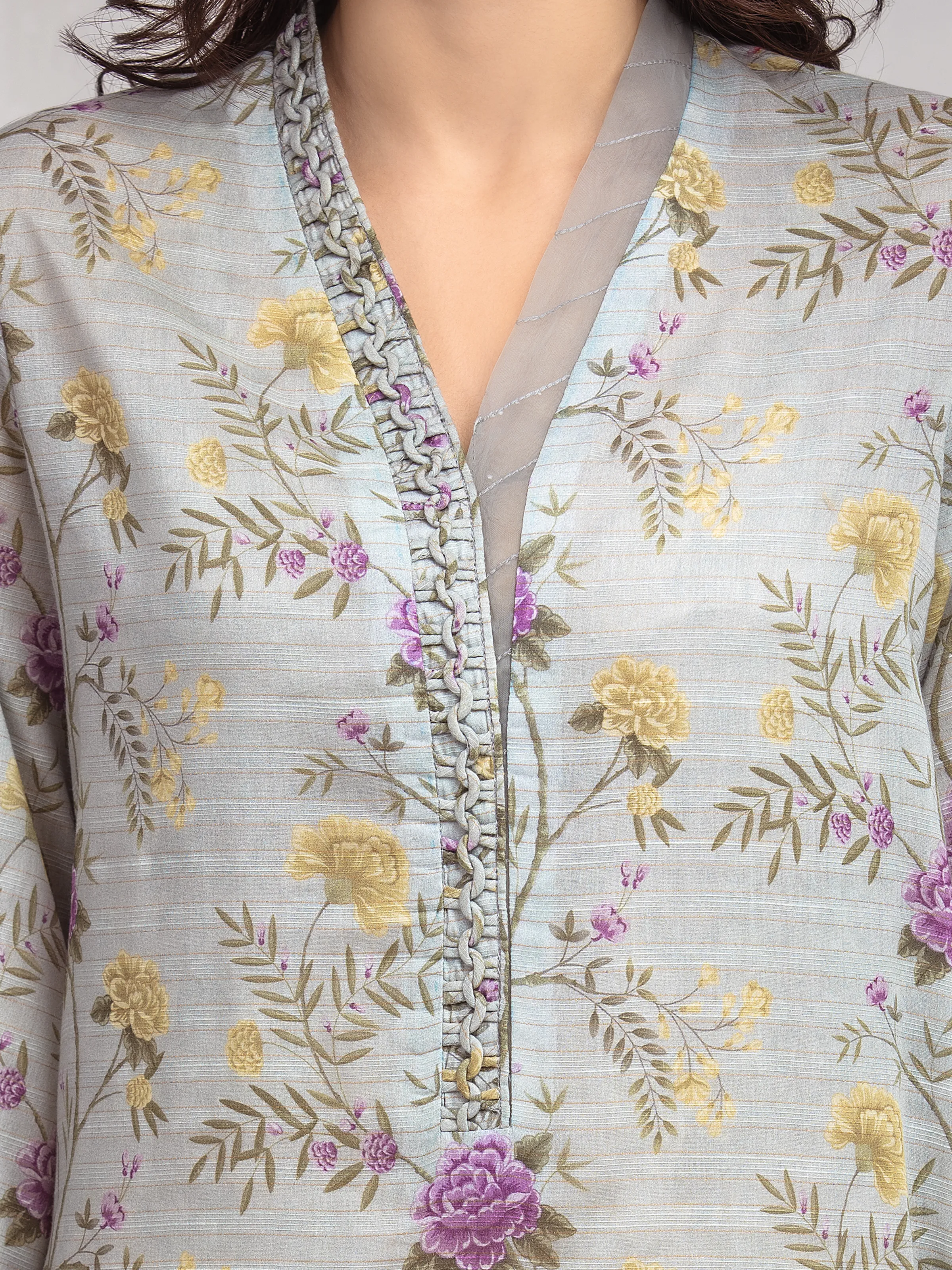 Unstitched Printed Zari Lawn Suit - EWU6M6-016-3P Ice Green - Image 4