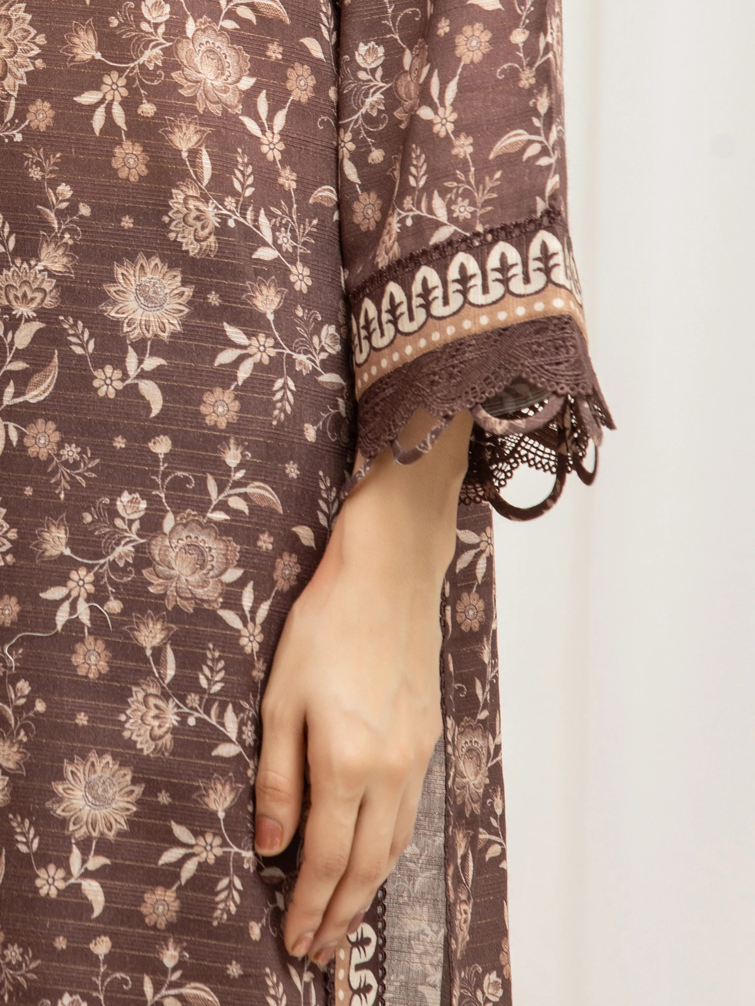 Unstitched Printed Zari Lawn Suit - EWU6M6-025-3P - Image 4