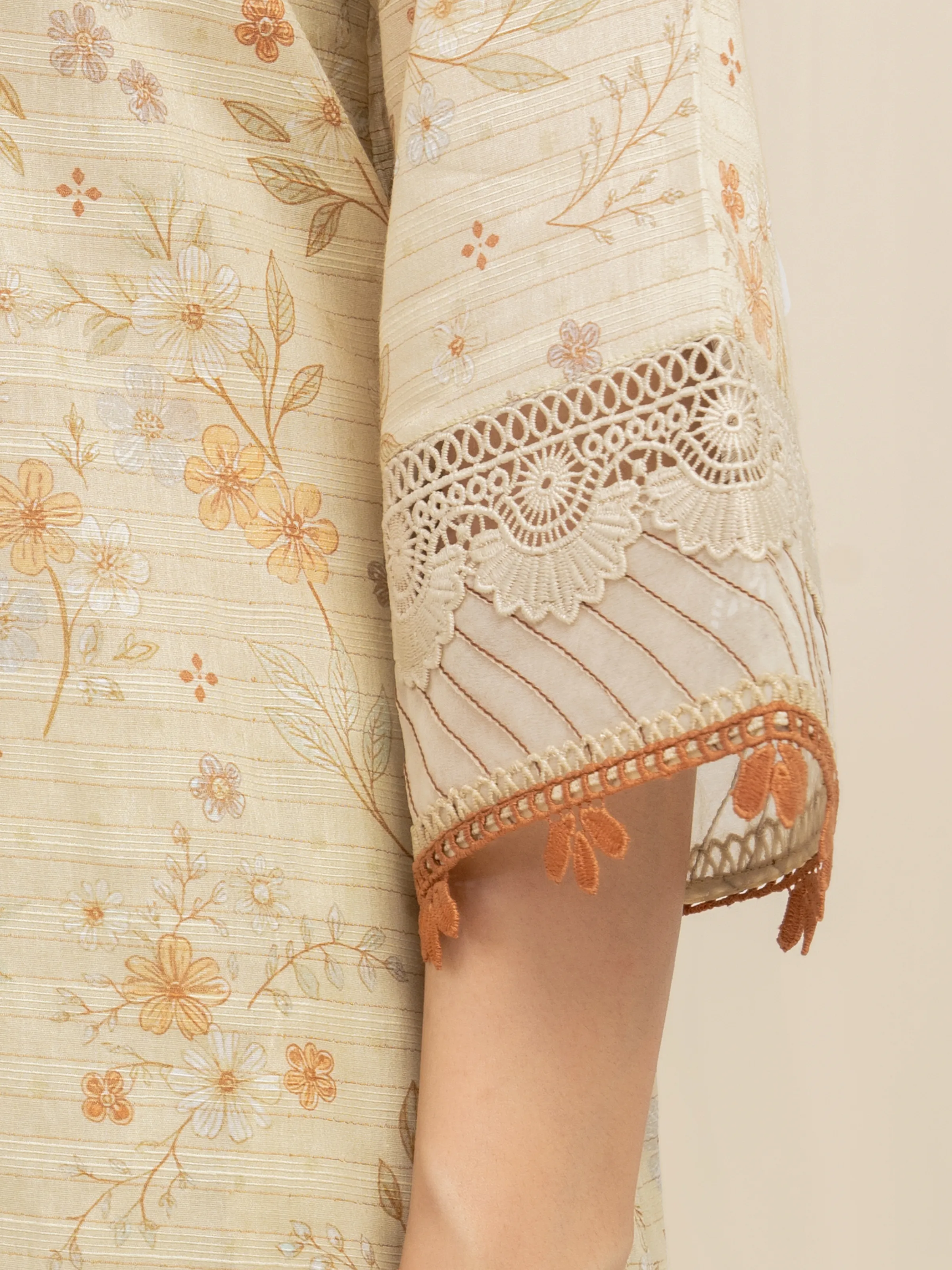 Unstitched Printed Zari Lawn Suit - EWU6M6-026-3P - Image 3