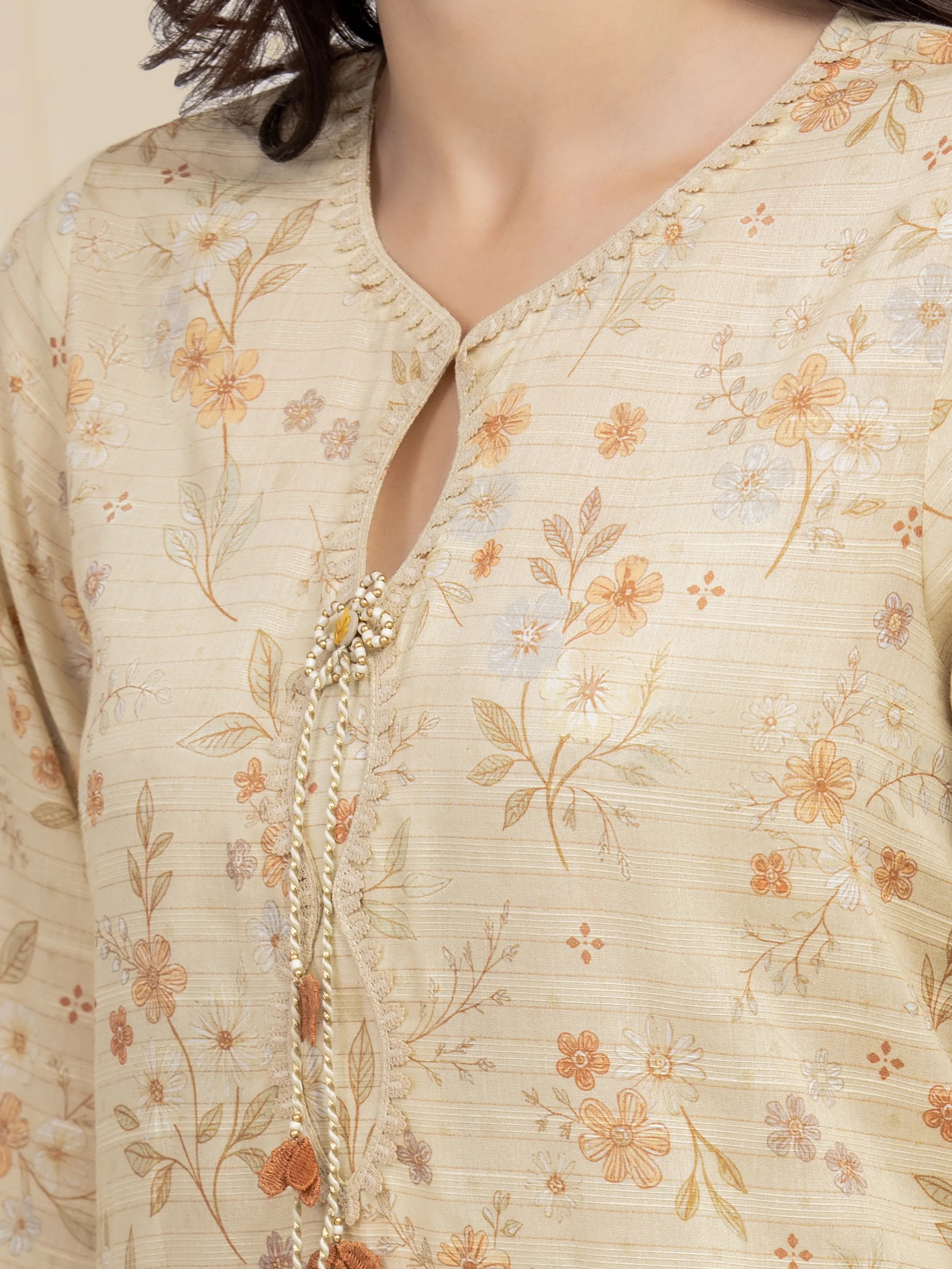 Unstitched Printed Zari Lawn Suit - EWU6M6-026-3P - Image 4