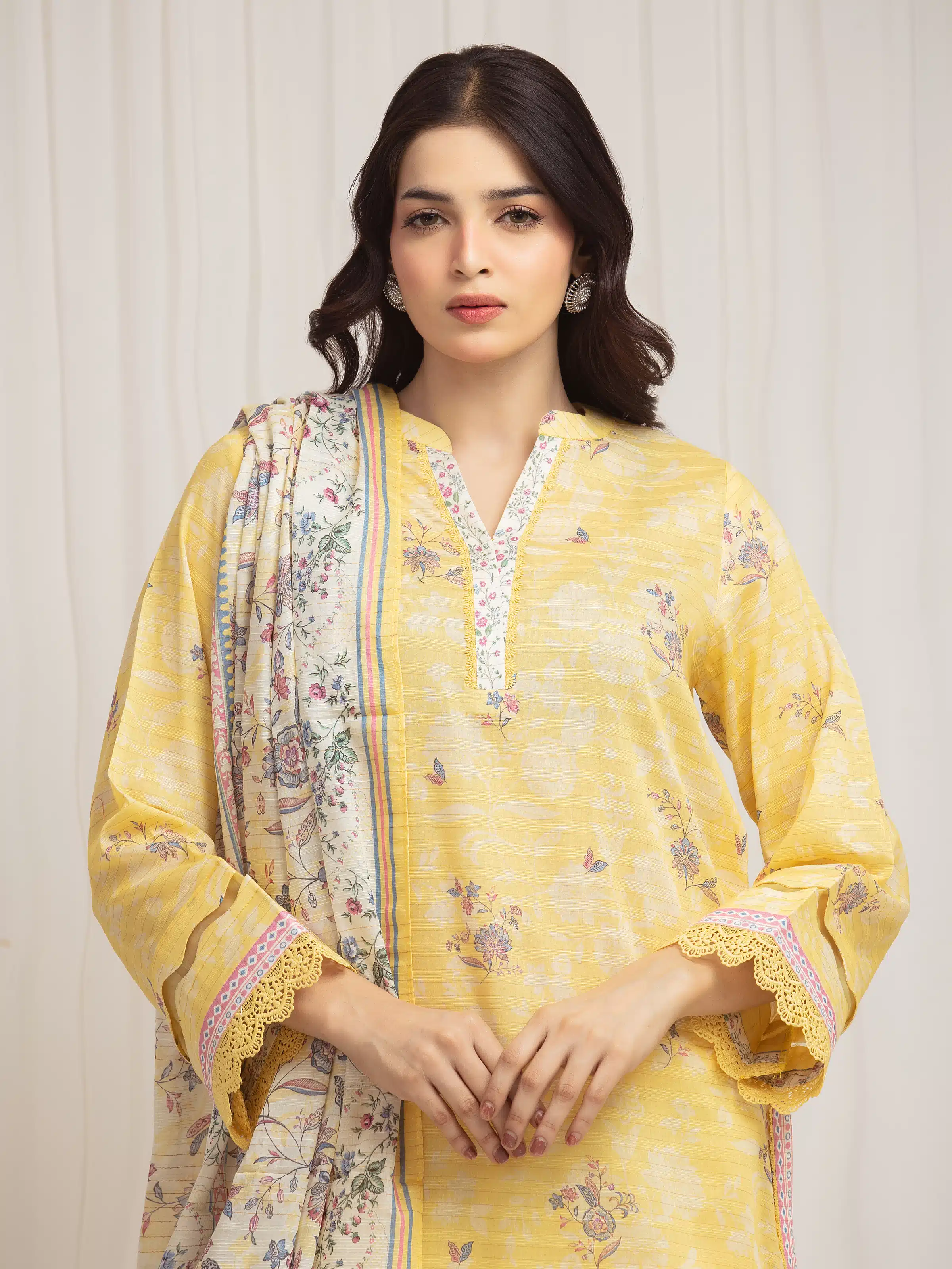 Unstitched Printed Zari Lawn Suit - EWU6M6-027-3P - Image 2