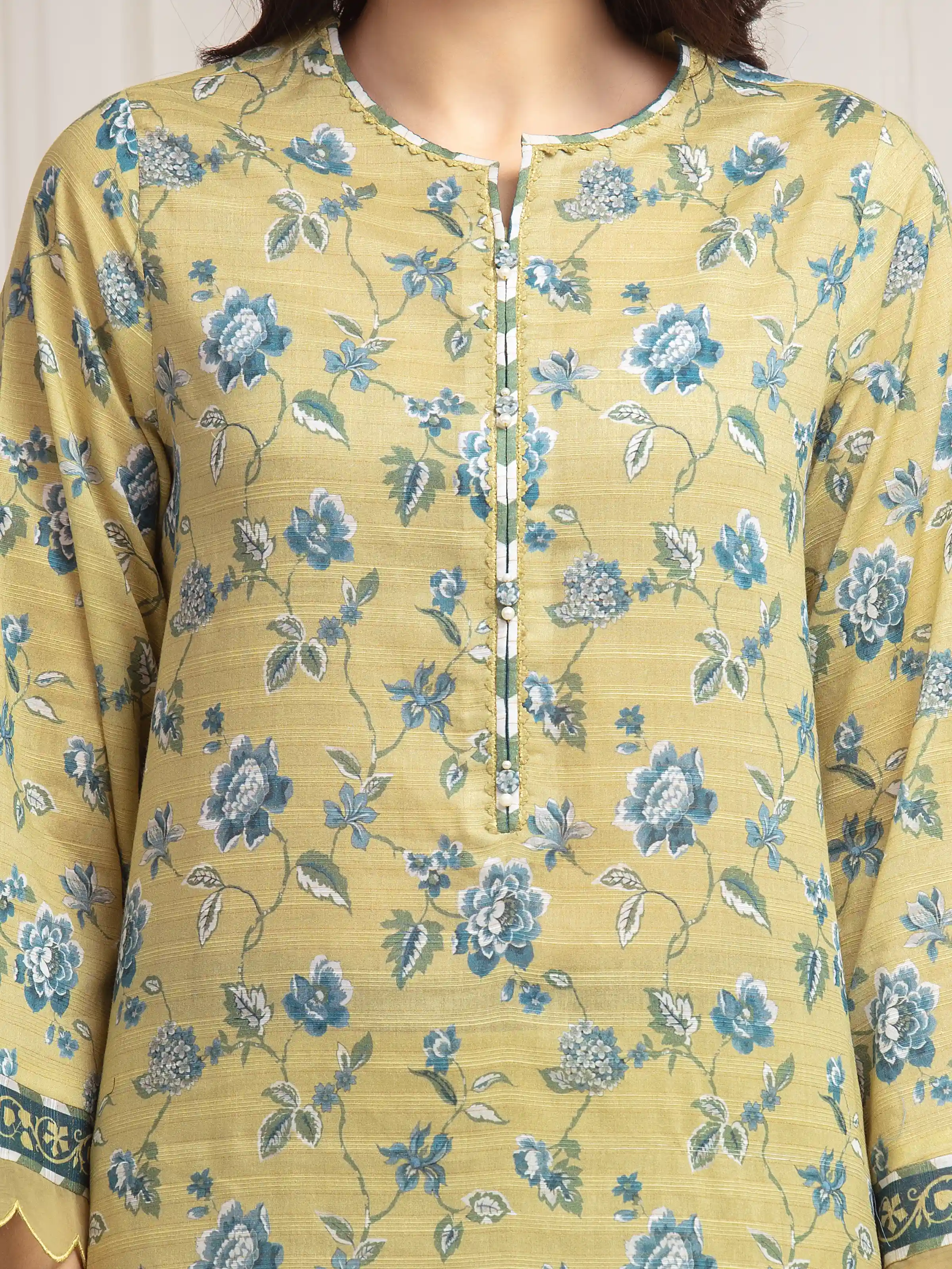 Unstitched Printed Zari Lawn Suit - EWU6M6-028-3P - Image 4