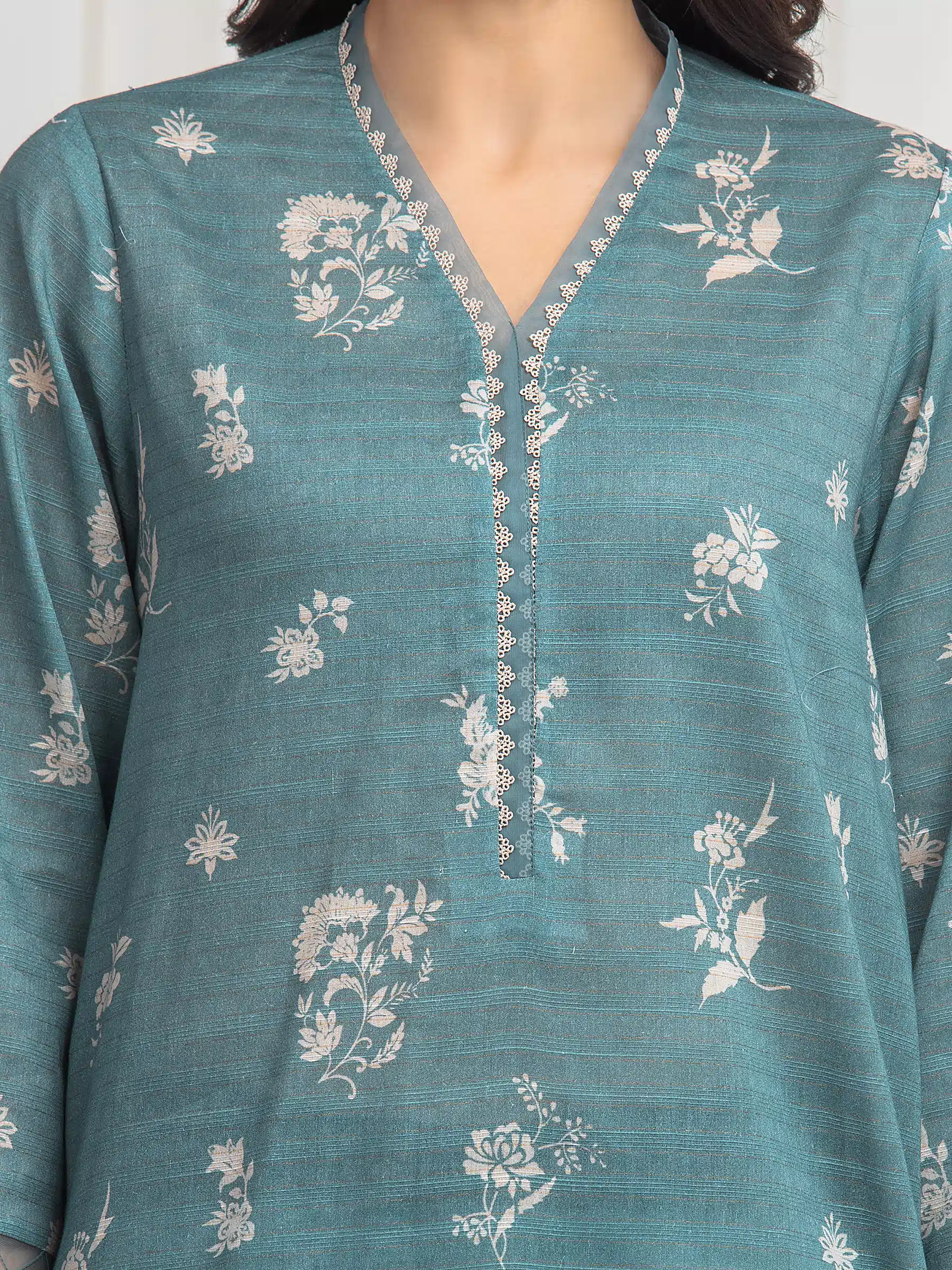 Unstitched Printed Zari Lawn Suit - EWU6M6-029-3P - Image 4
