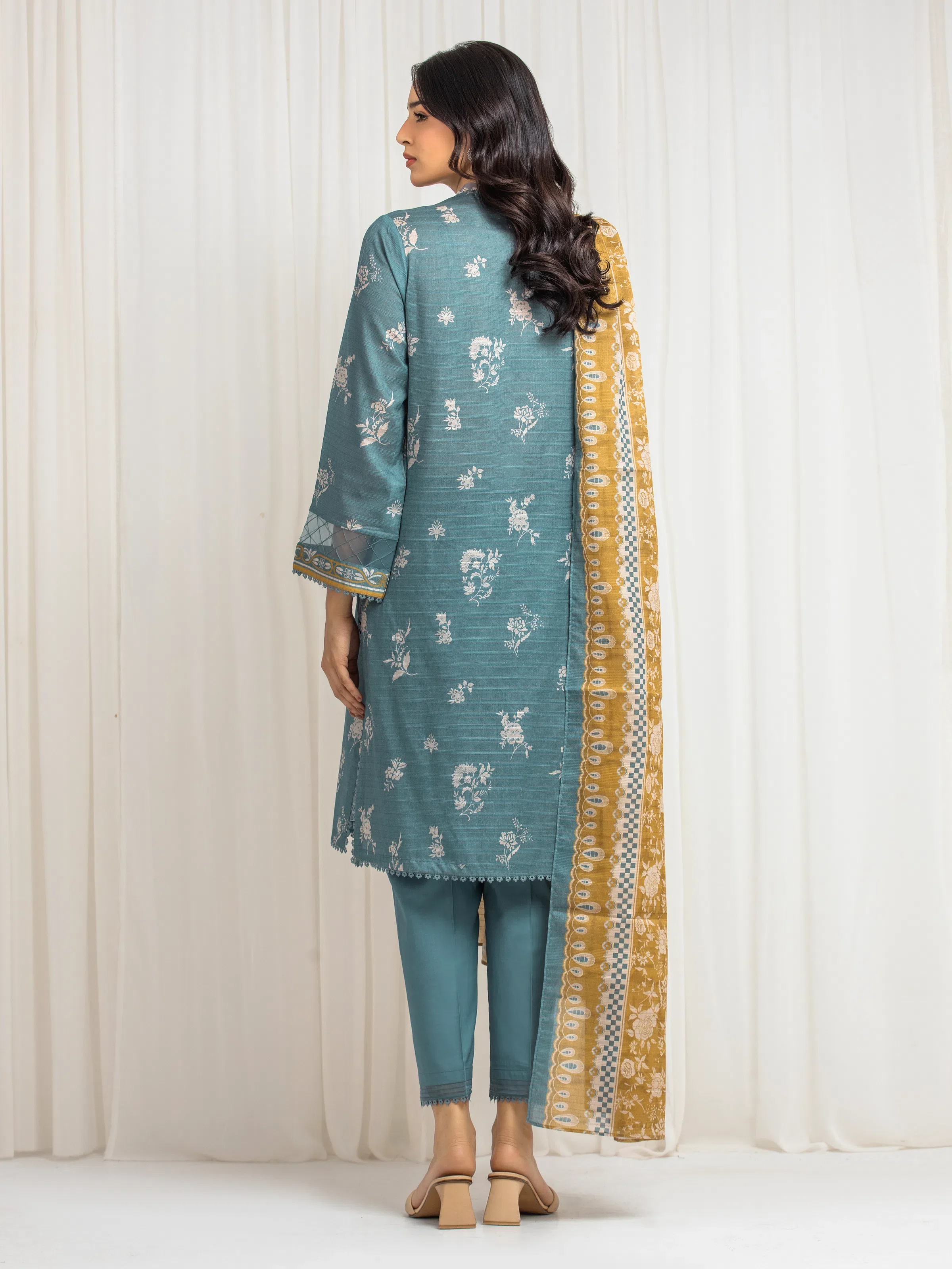 Unstitched Printed Zari Lawn Suit - EWU6M6-029-3P - Image 6