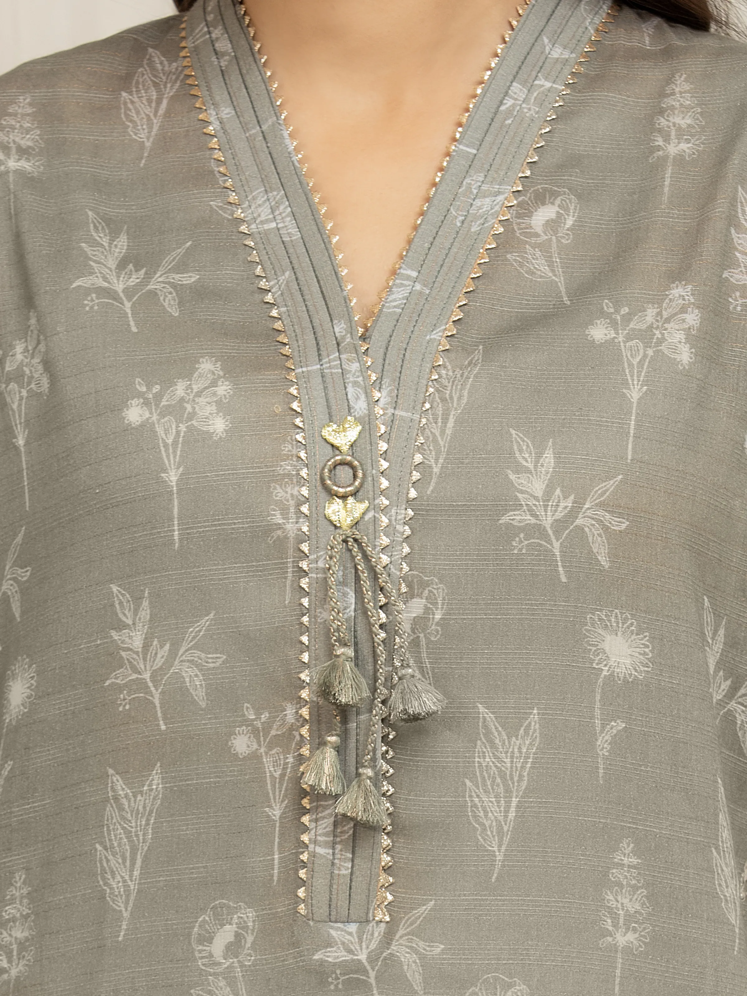 Unstitched Printed Zari Lawn Suit - EWU6M6-040-3P - Image 4