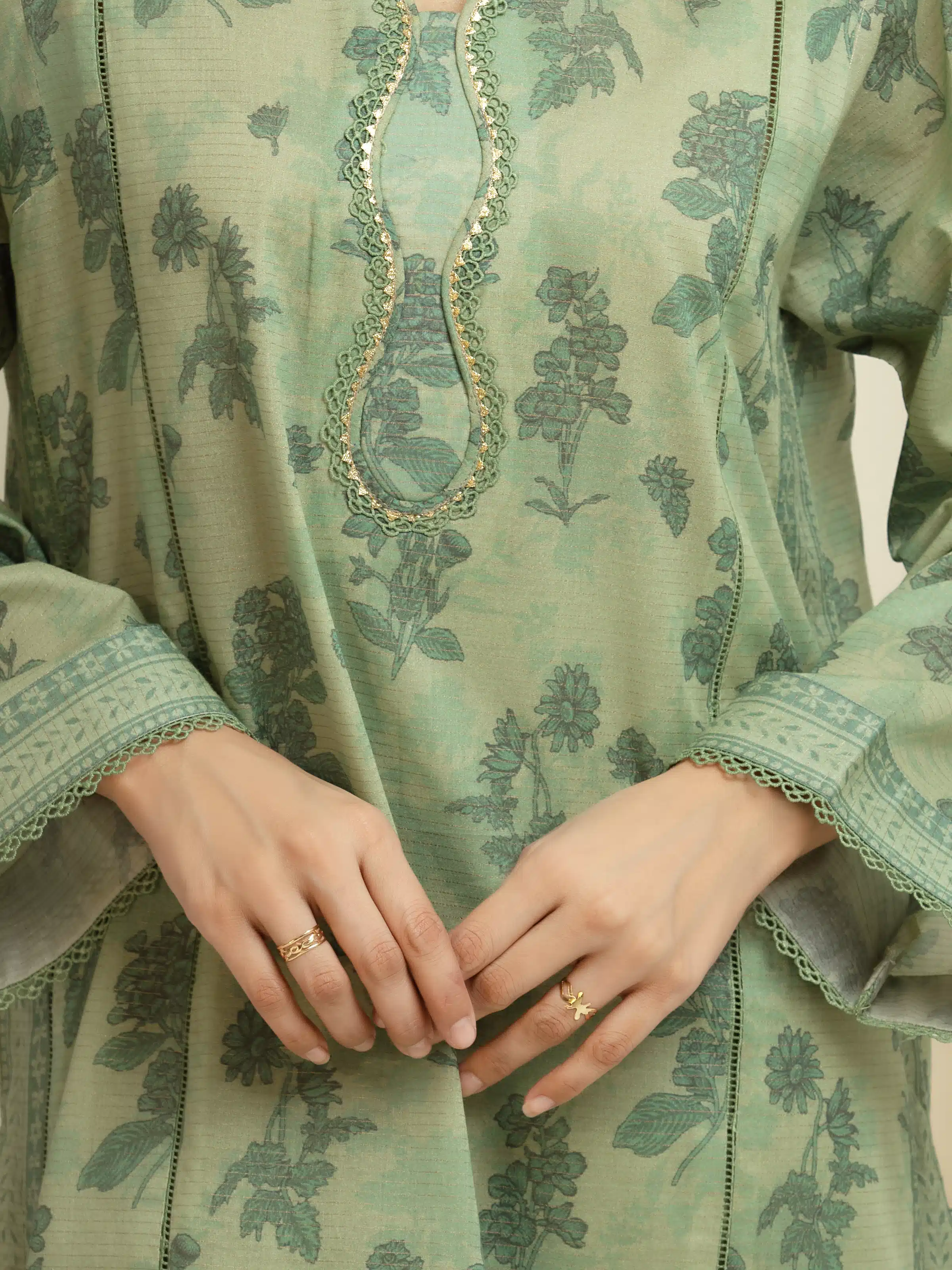 Unstitched Printed Zari Lawn Suit - EWU6M6-050-3P - Image 3