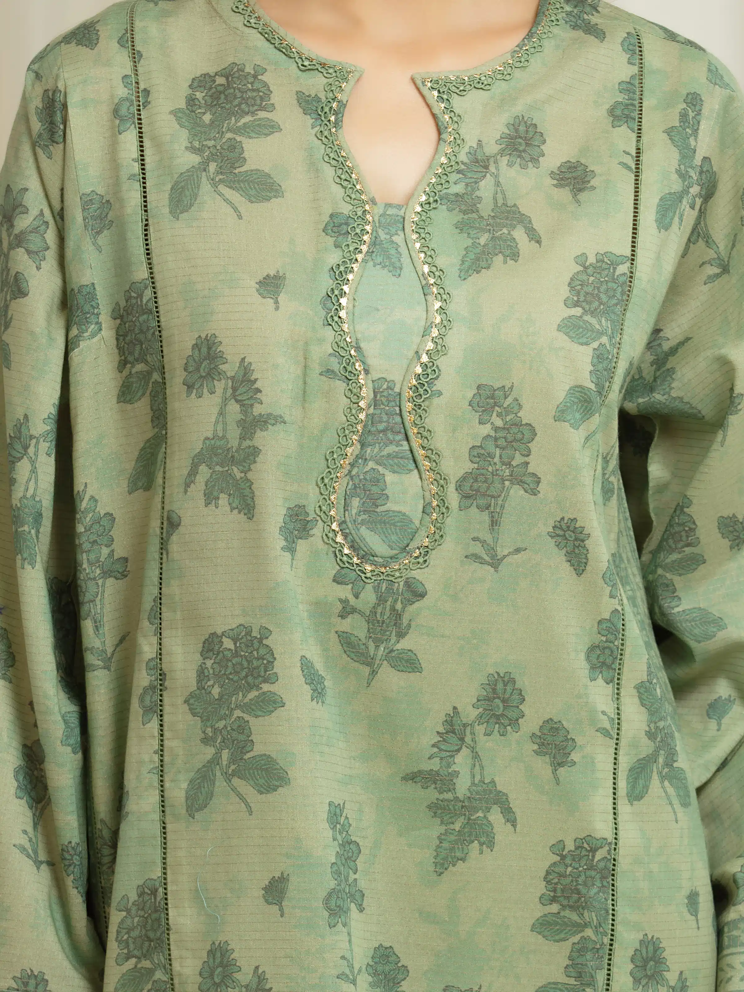 Unstitched Printed Zari Lawn Suit - EWU6M6-050-3P - Image 4