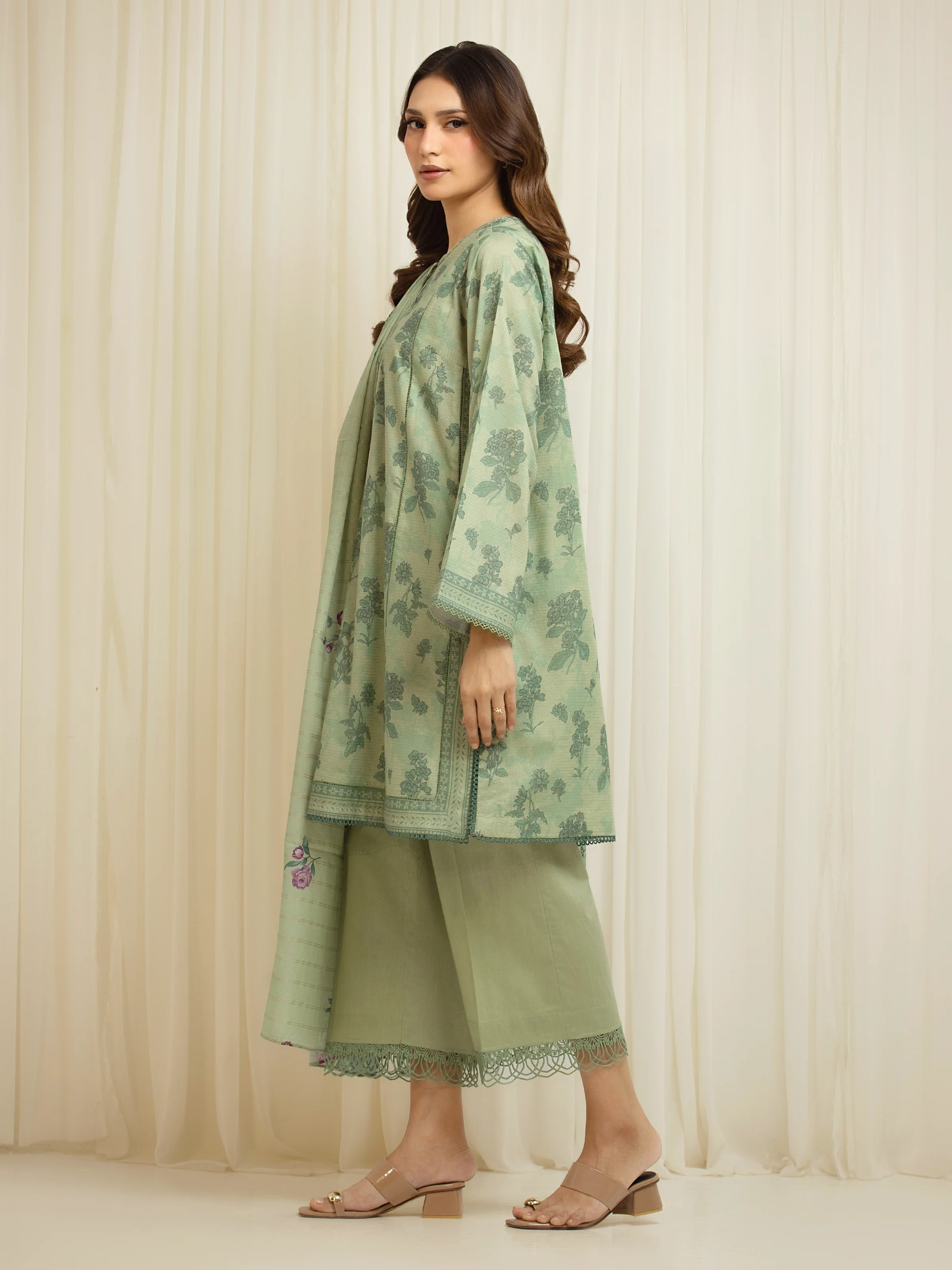 Unstitched Printed Zari Lawn Suit - EWU6M6-050-3P - Image 5