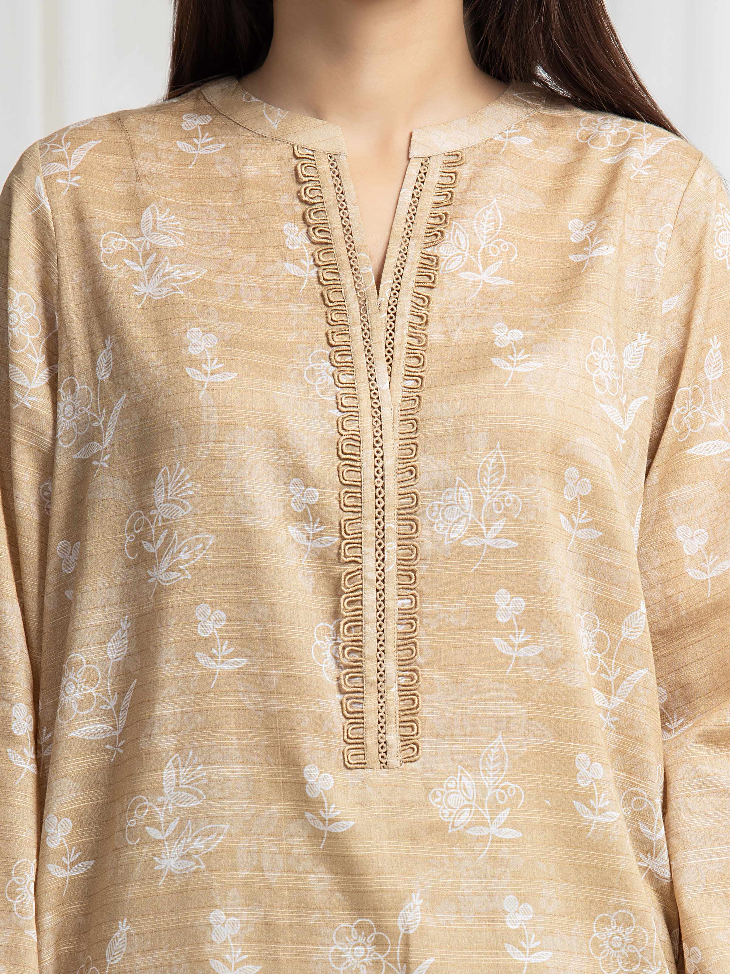 Unstitched Printed Zari Lawn Suit - EWU6M6-057-3P - Image 3