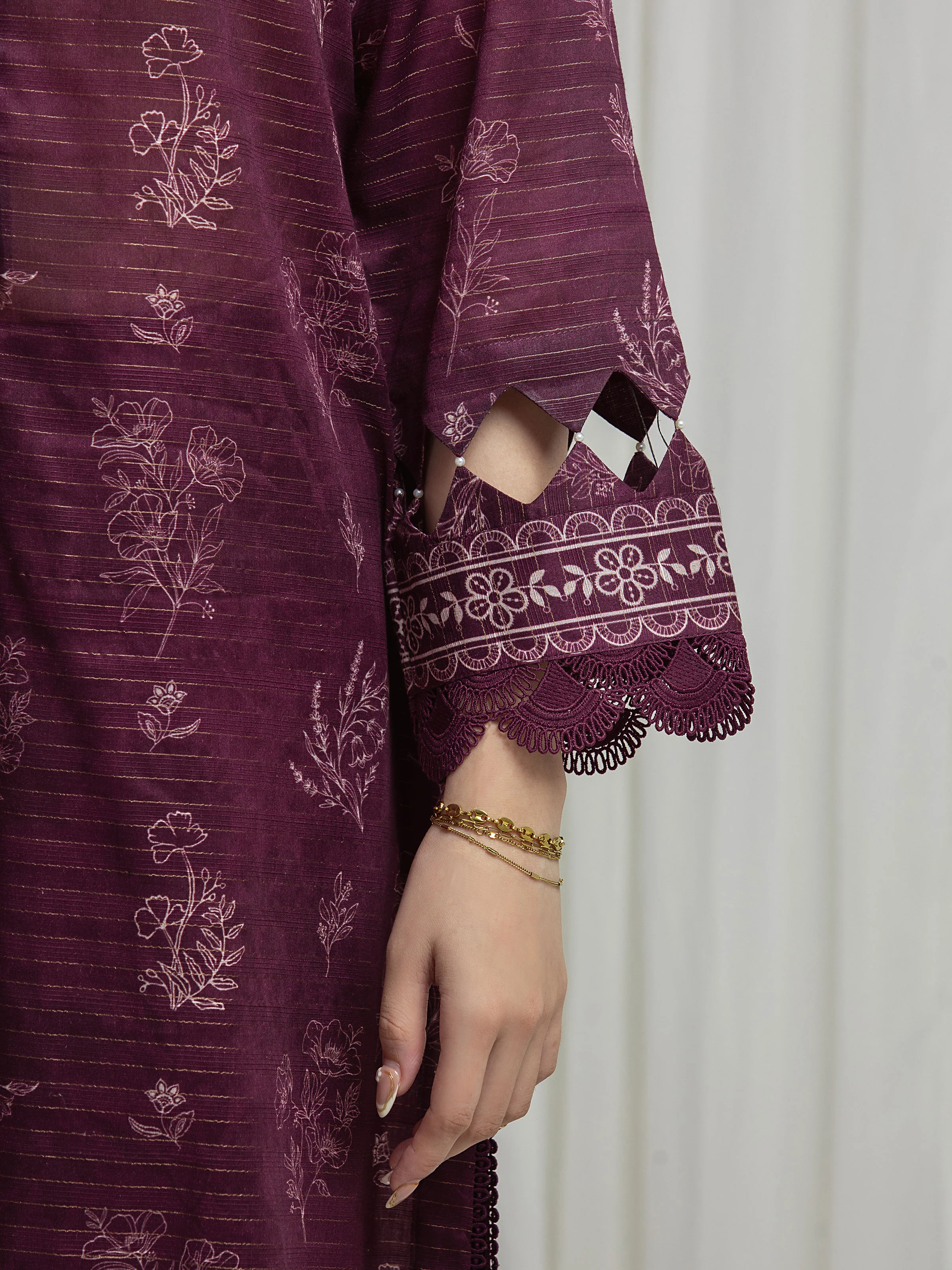 Unstitched Printed Zari Lawn Suit - EWU6M6-076-3P - Image 3