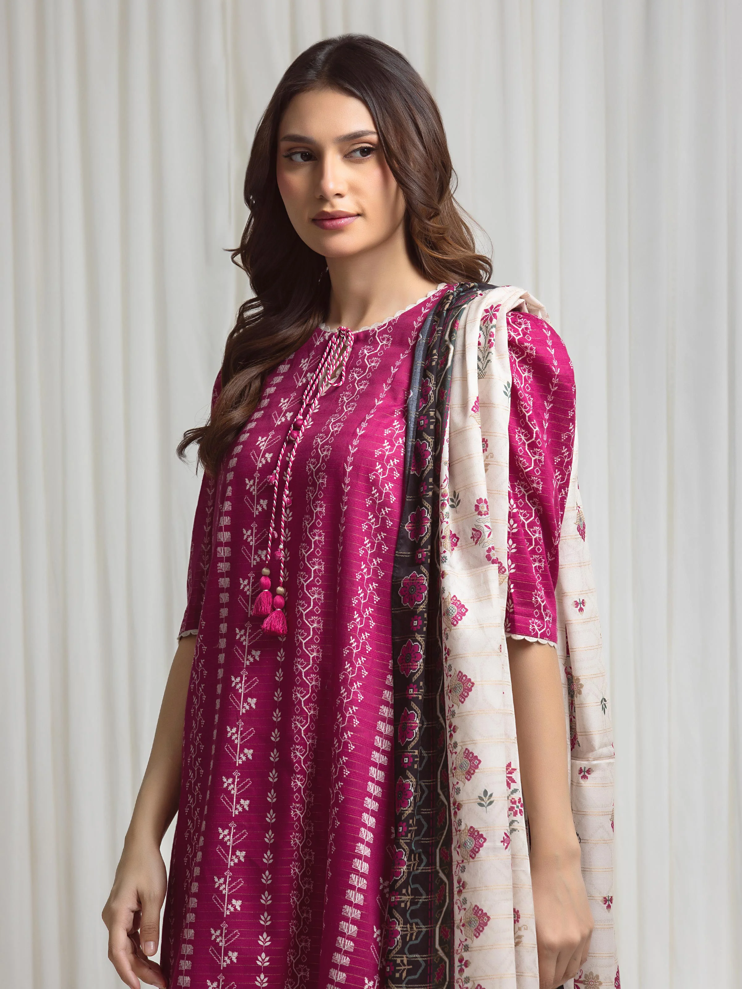 Unstitched Printed Zari Lawn Suit - EWU6M6-081-3P - Image 2