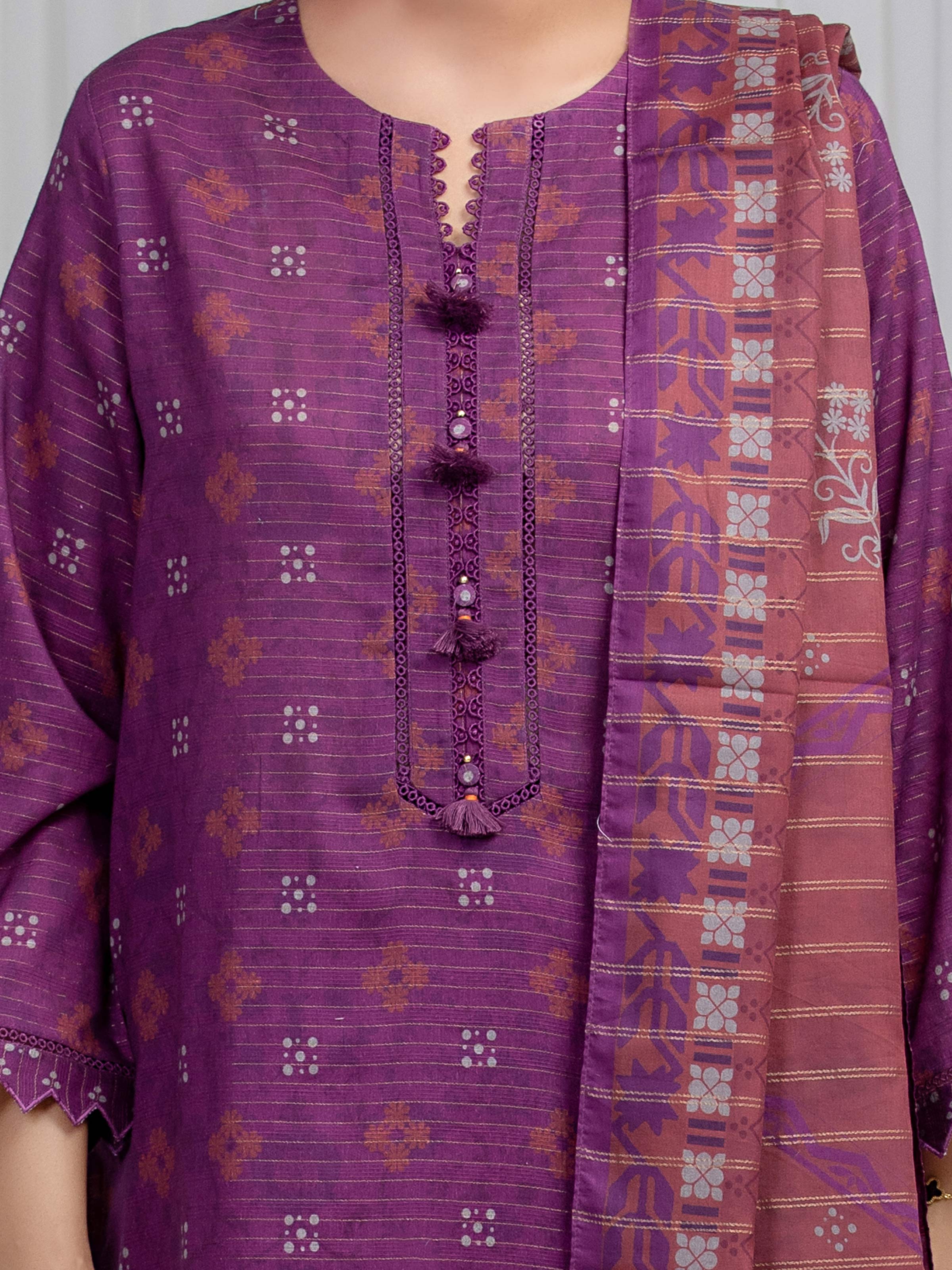Unstitched Printed Lawn Suit - EWU6M6-089-3P - Image 3