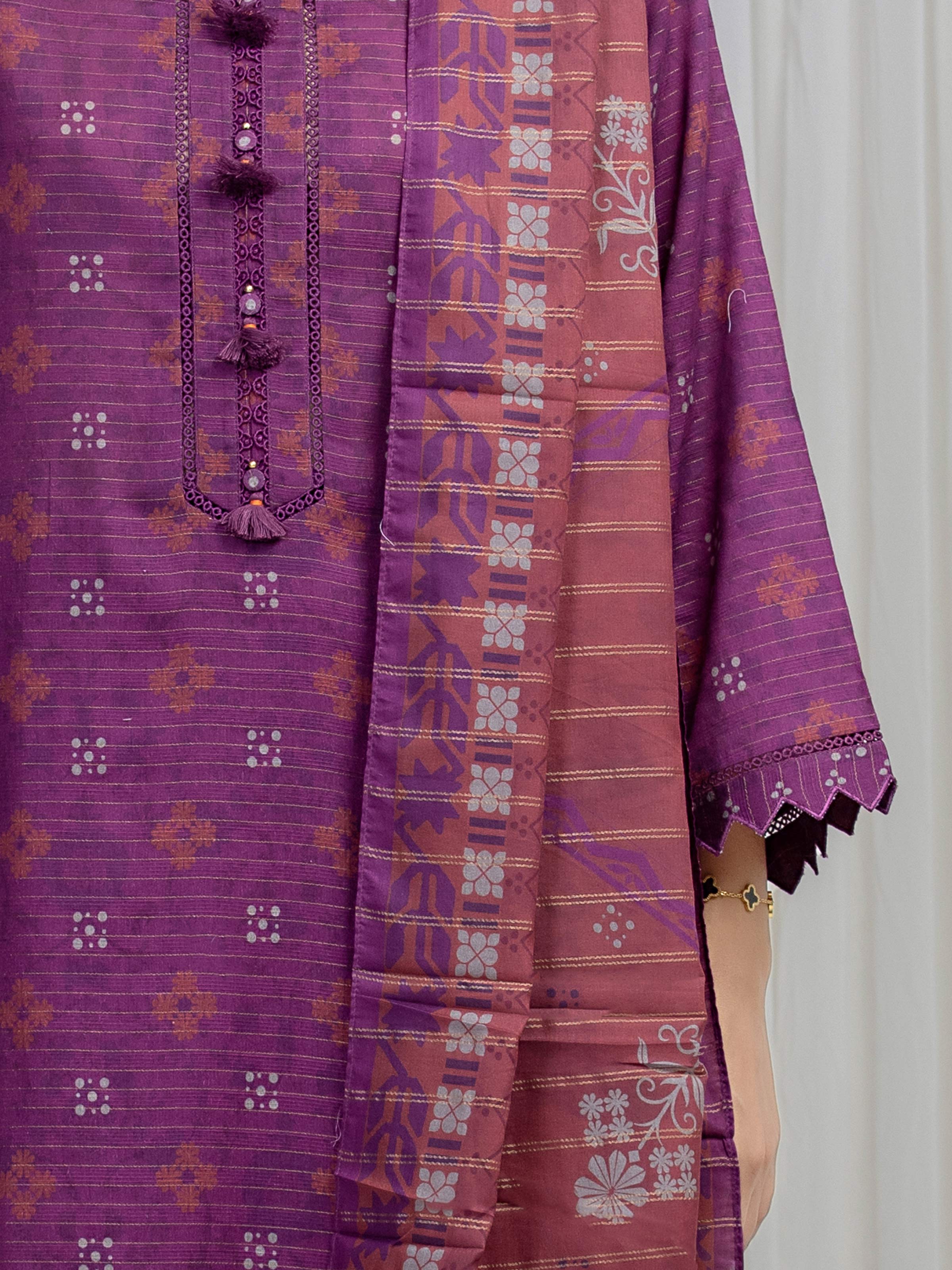 Unstitched Printed Lawn Suit - EWU6M6-089-3P - Image 4