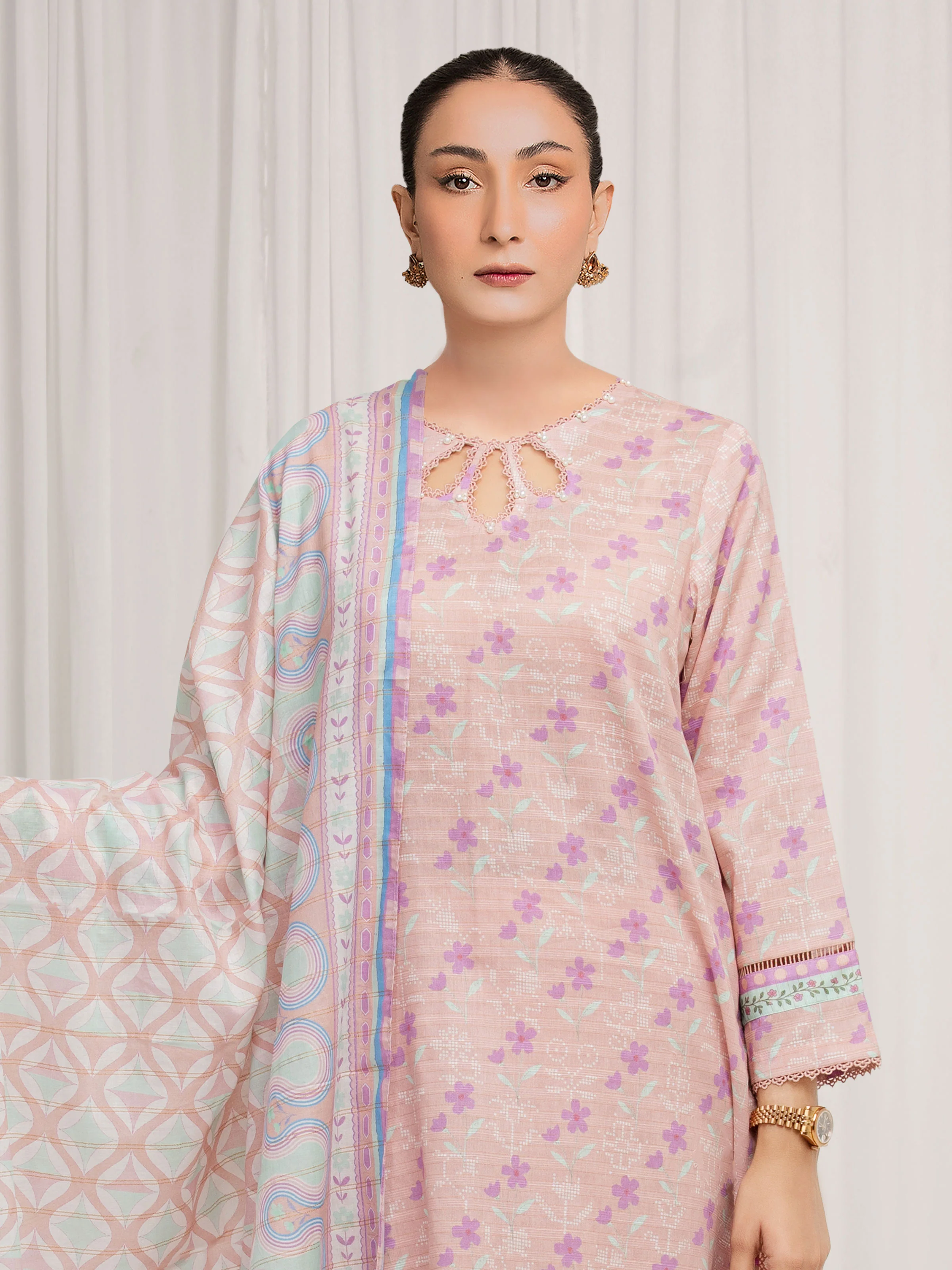 Unstitched Printed Lawn Suit - EWU6M6-094-3P - Image 2