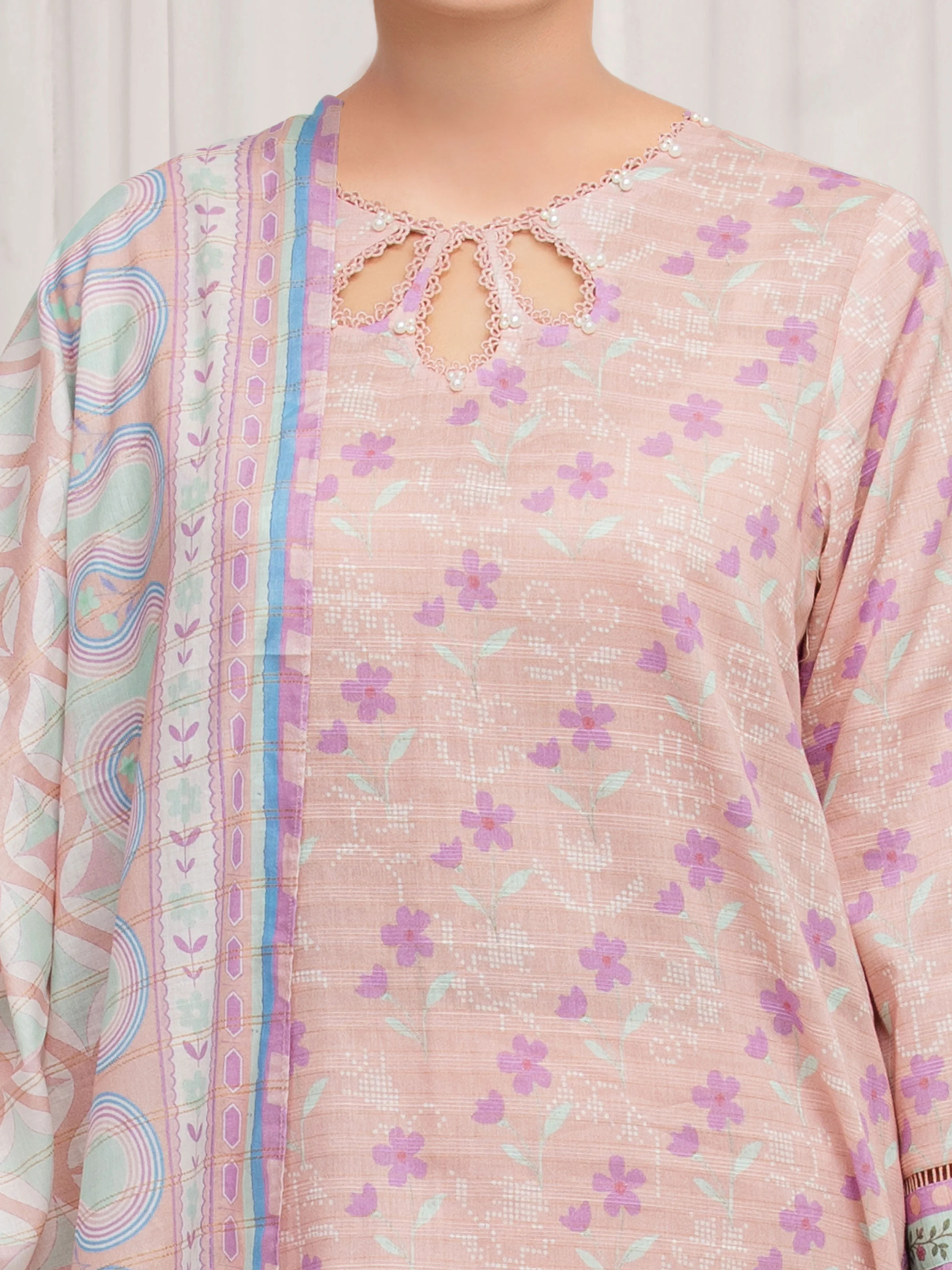 Unstitched Printed Lawn Suit - EWU6M6-094-3P - Image 4