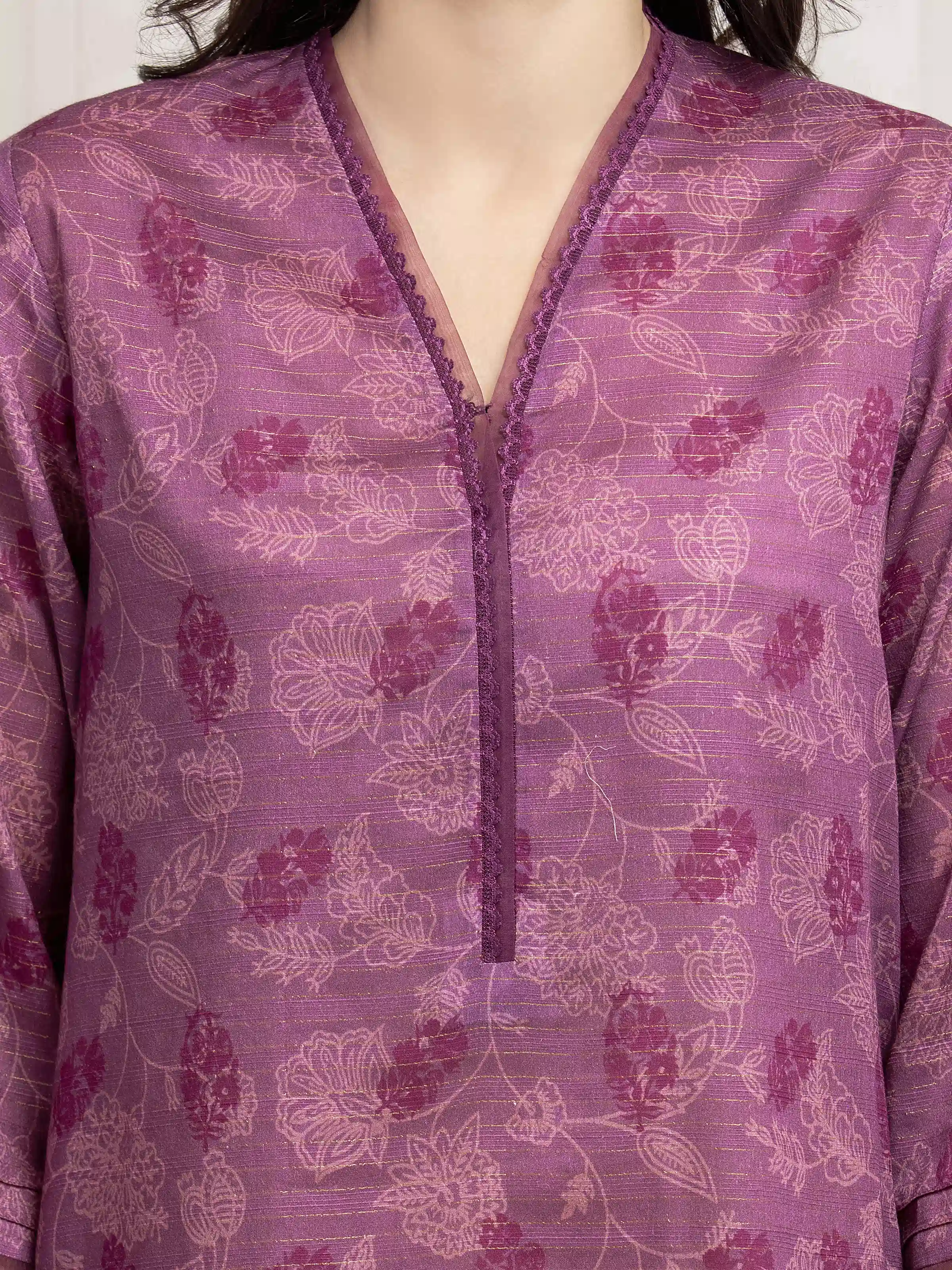 Unstitched Printed Zari Lawn Suit - EWU6M6-008-3P - Image 3