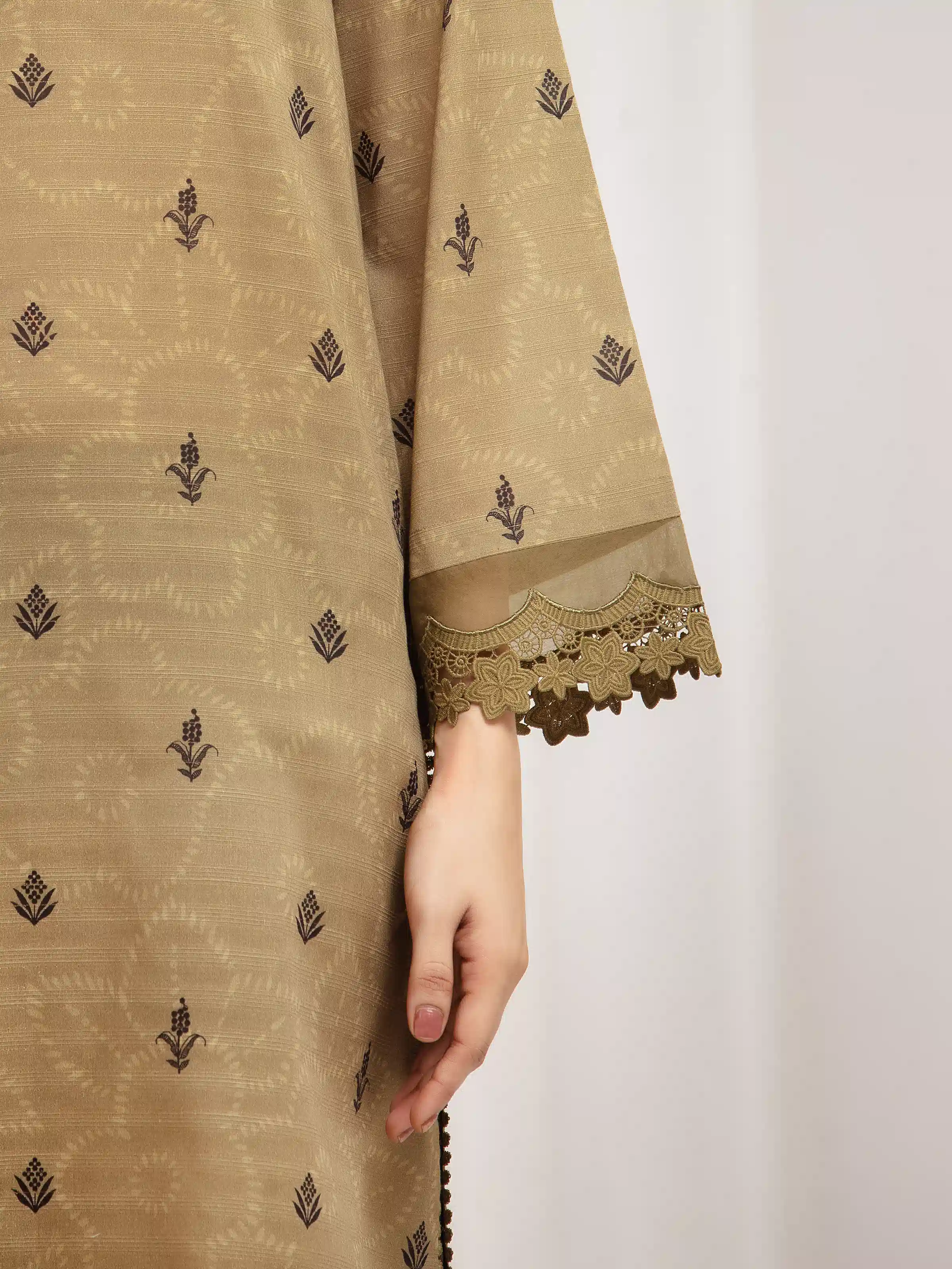 Unstitched Printed Zari Lawn Suit - EWU6M6-020-3P - Image 3