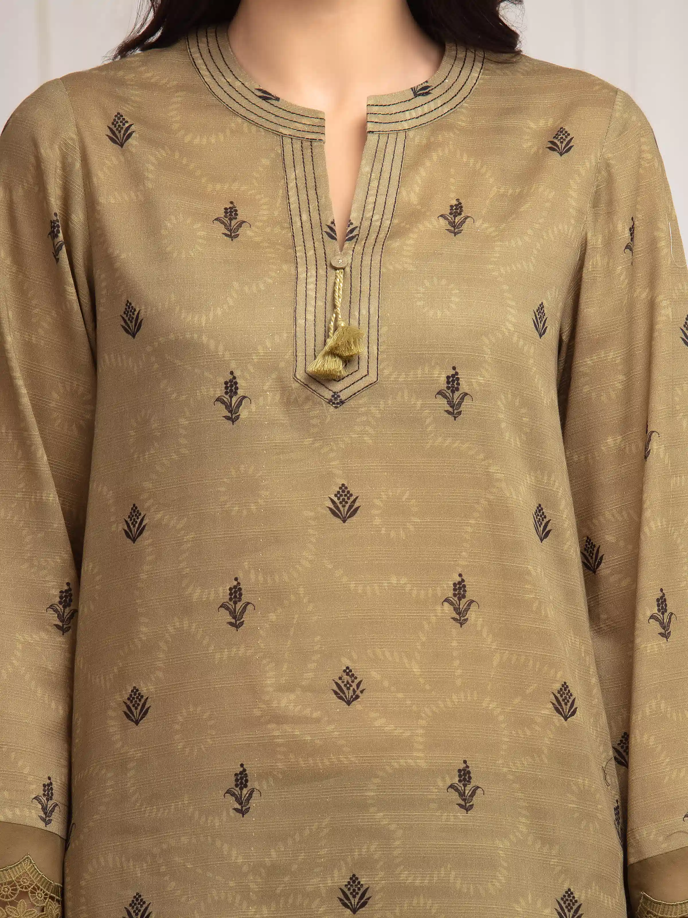 Unstitched Printed Zari Lawn Suit - EWU6M6-020-3P - Image 4