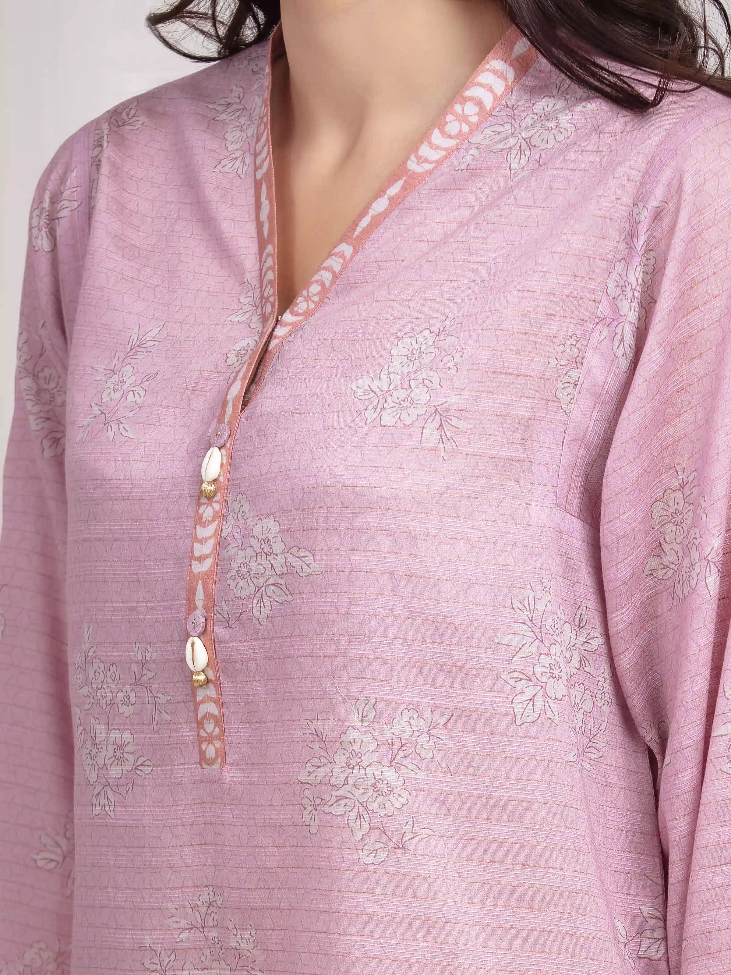 Unstitched Printed Zari Lawn Suit - EWU6M6-021-3P - Image 3
