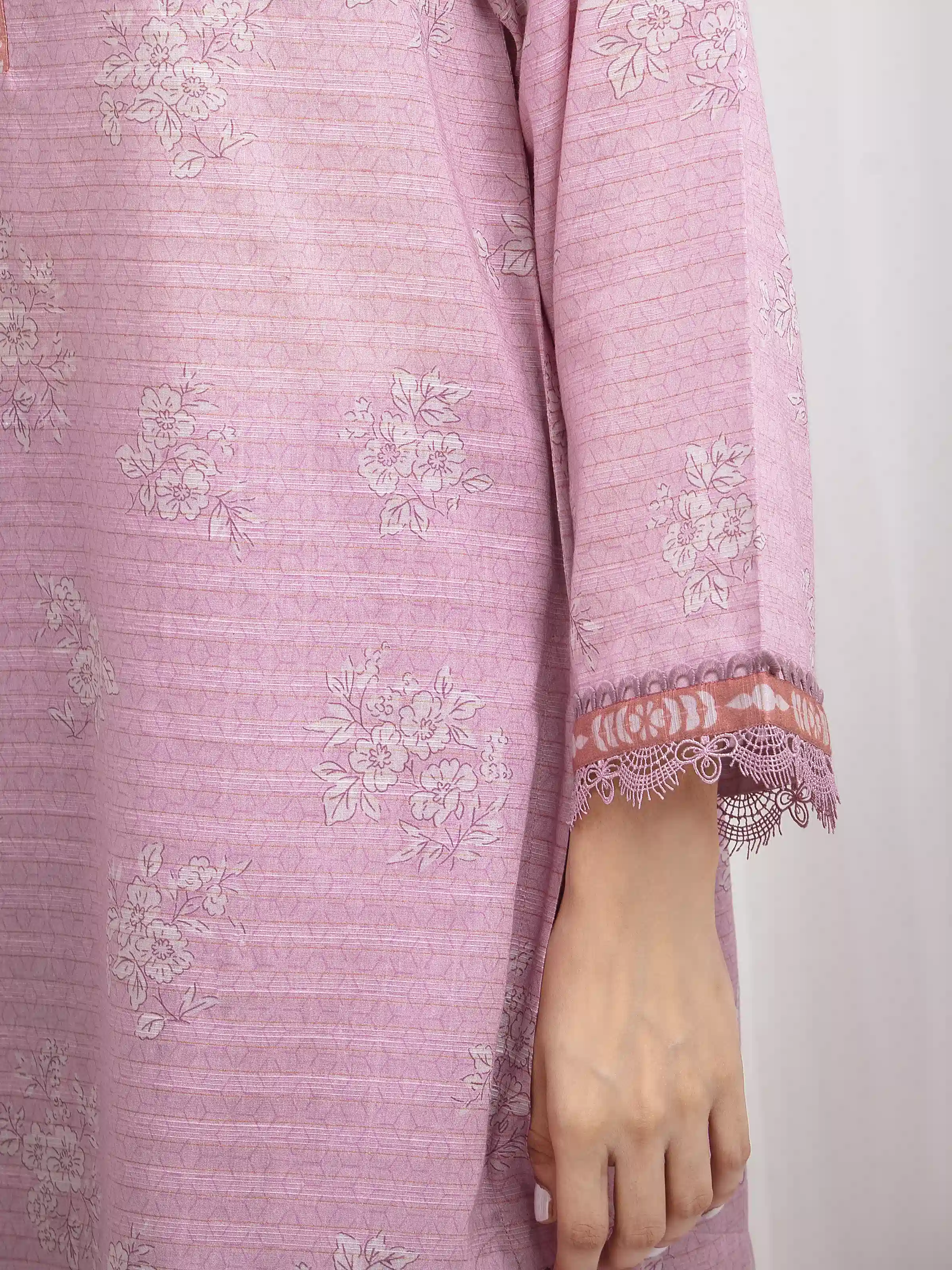 Unstitched Printed Zari Lawn Suit - EWU6M6-021-3P - Image 4
