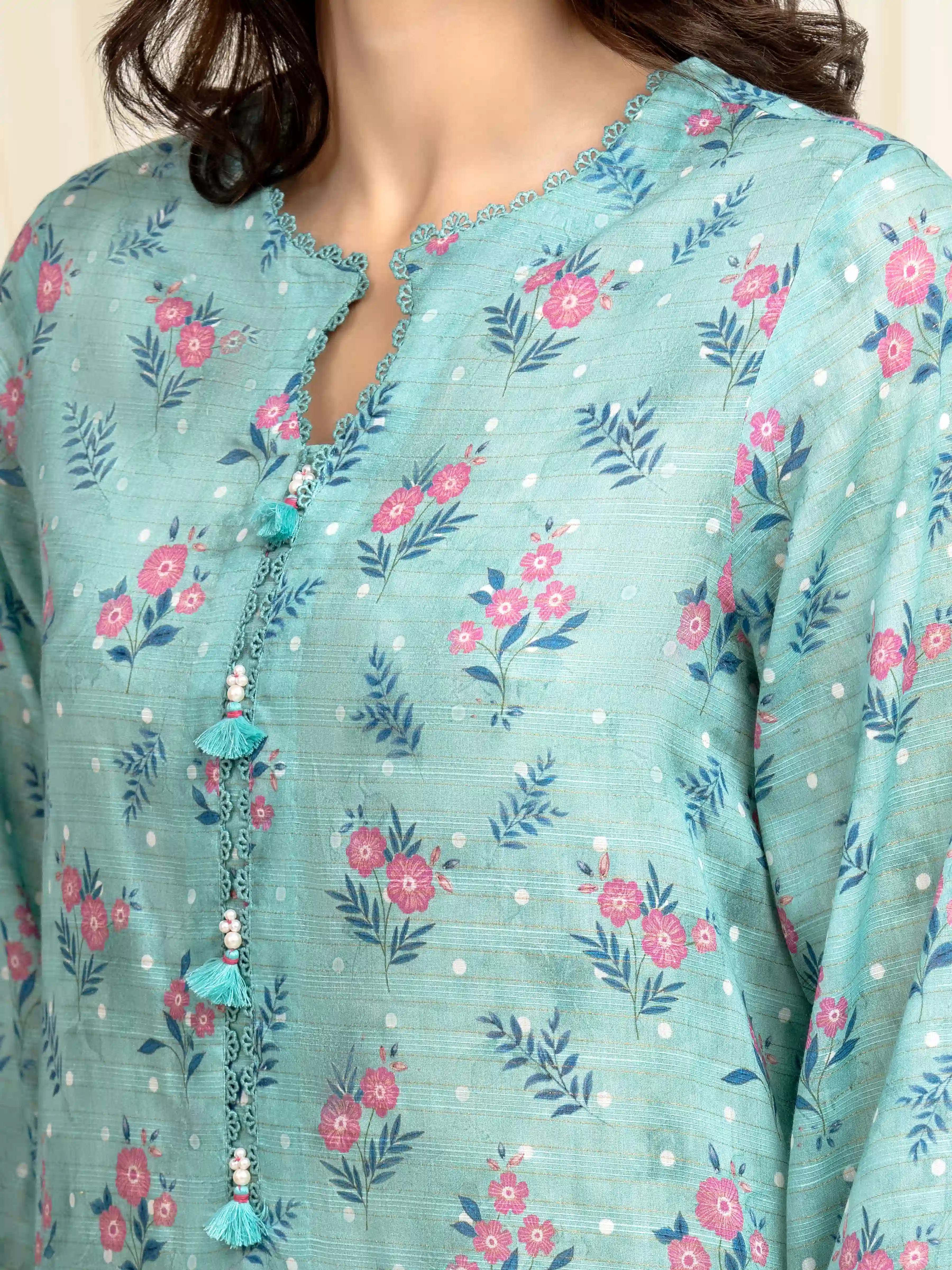 Unstitched  Printed Zari Lawn Suit - EWU6M6-034-3P - Image 3