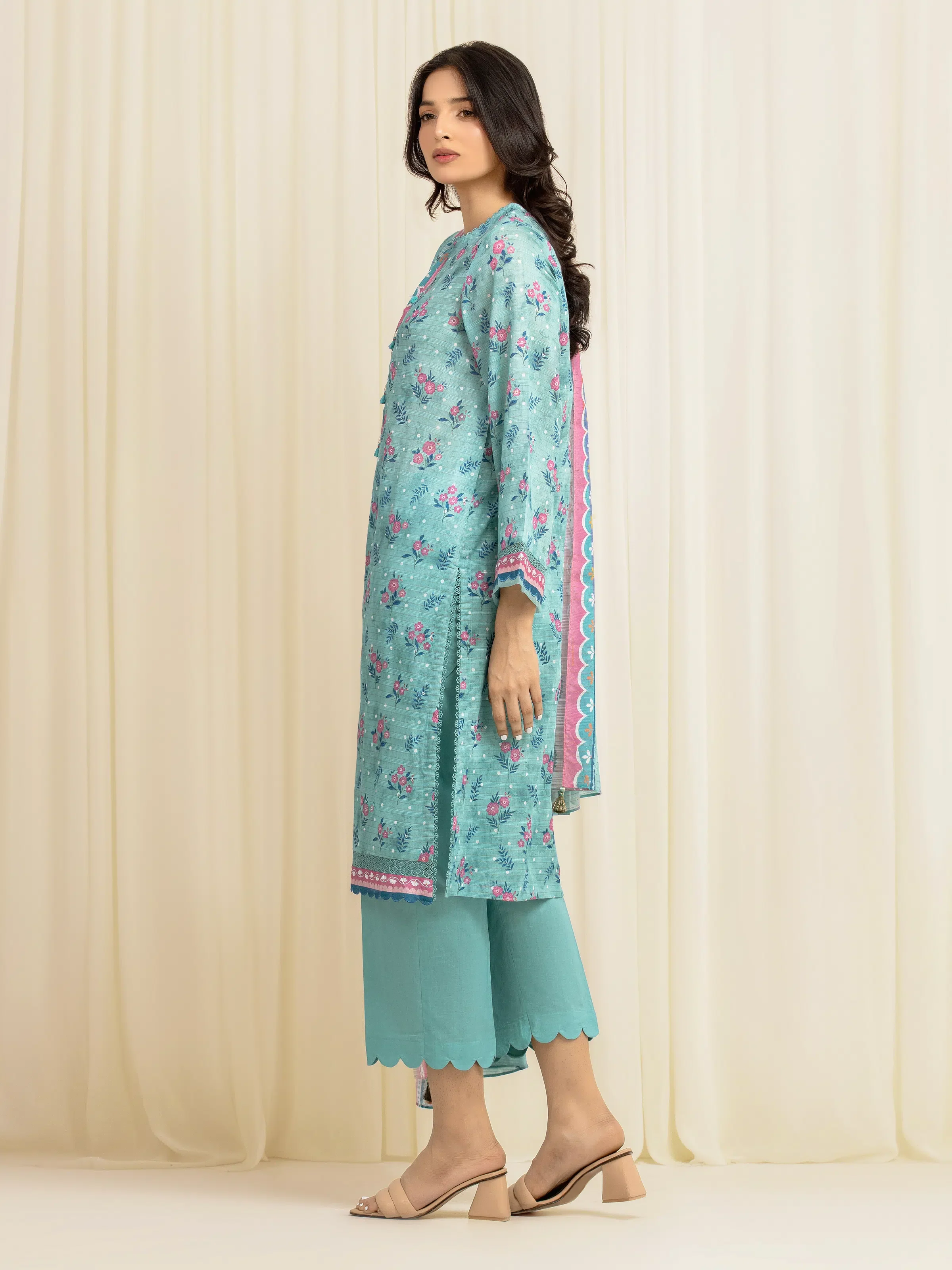 Unstitched  Printed Zari Lawn Suit - EWU6M6-034-3P - Image 4