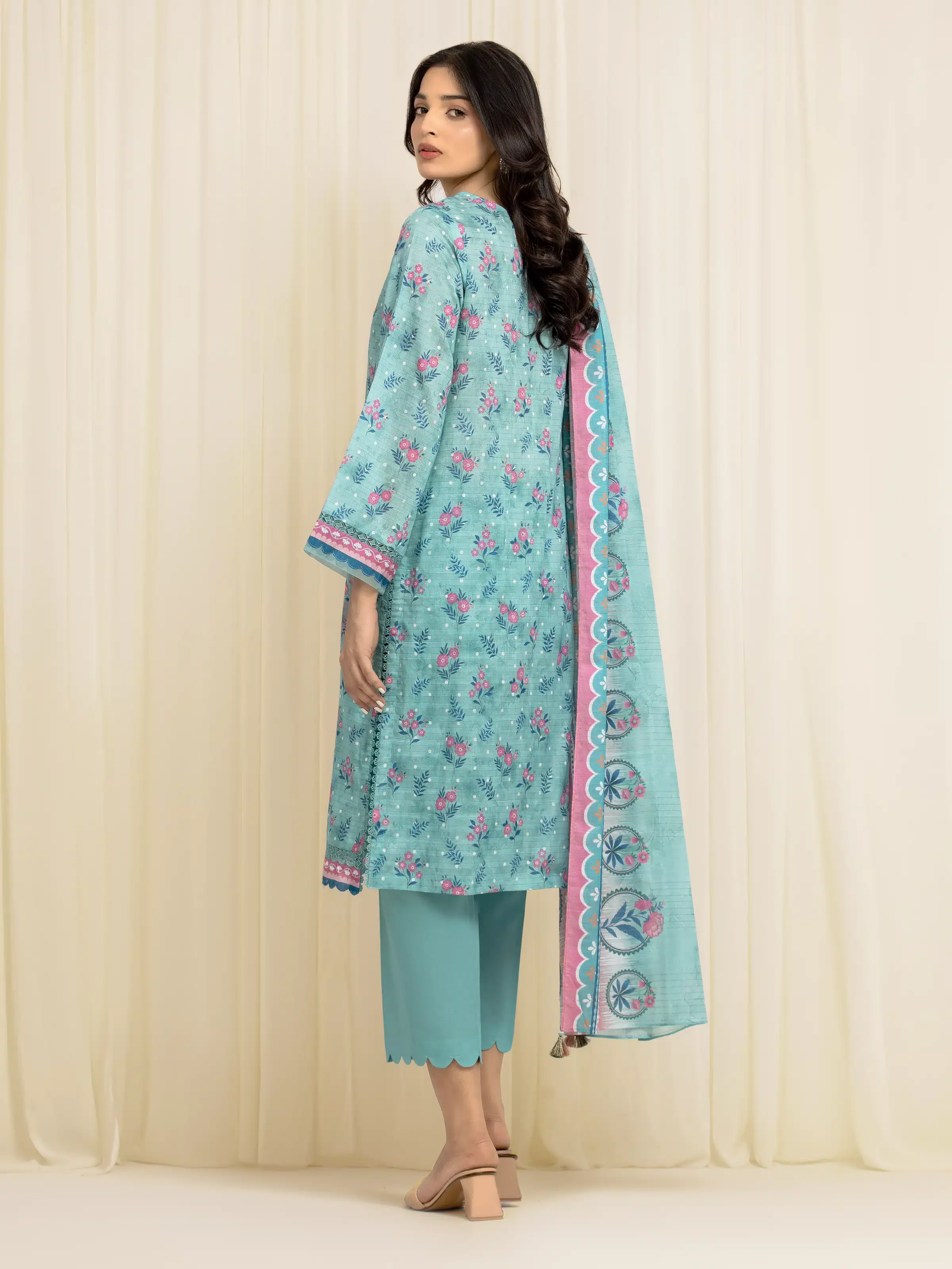 Unstitched  Printed Zari Lawn Suit - EWU6M6-034-3P - Image 5