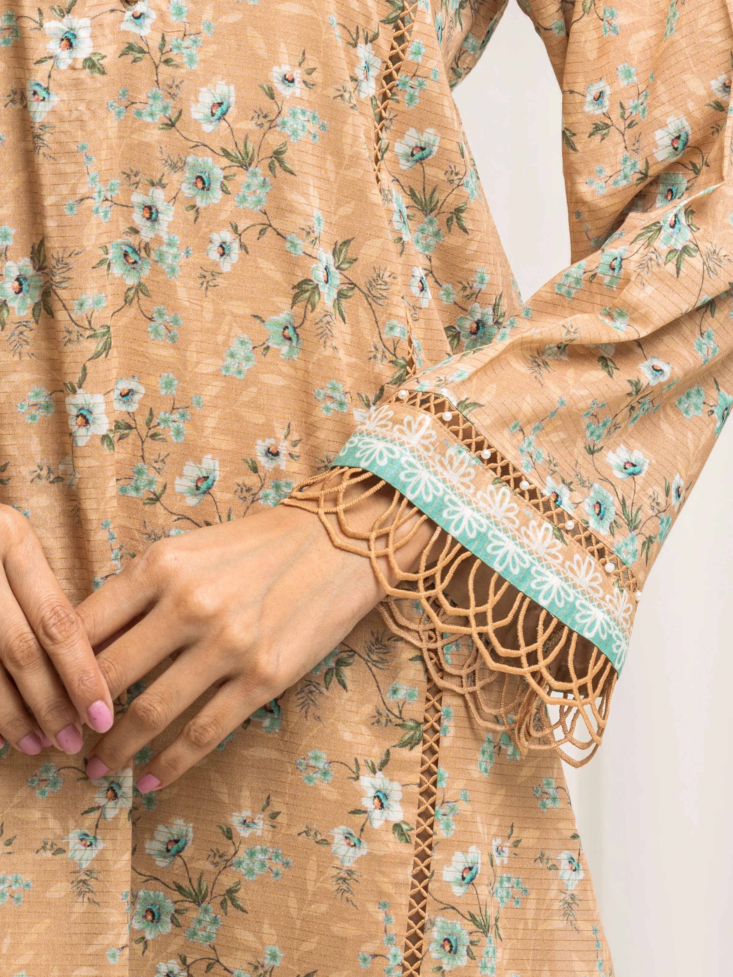 Unstitched Printed Zari Lawn Suit - EWU6M6-043-3P - Image 3