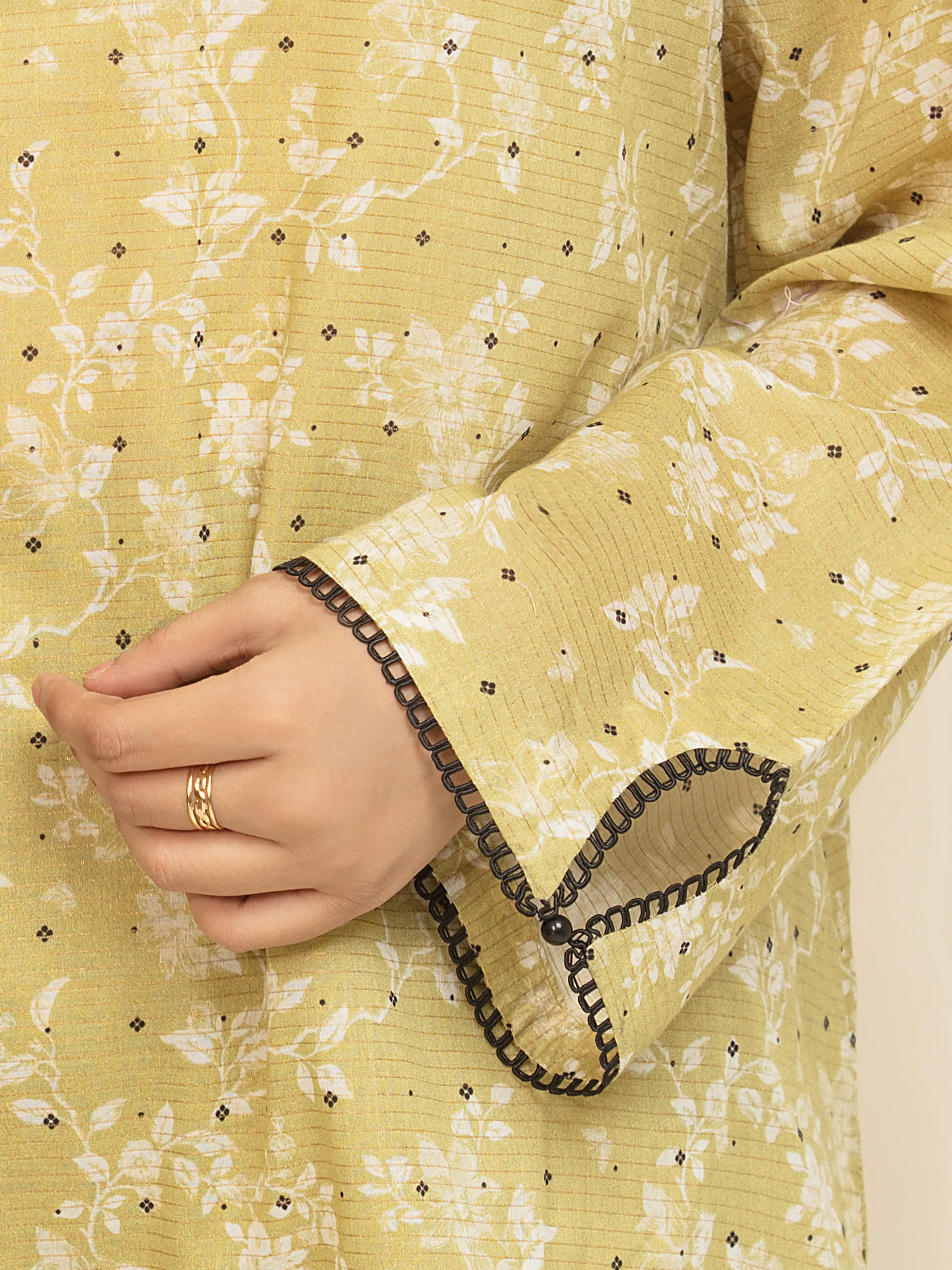 Unstitched Printed Zari Lawn Suit - EWU6M6-044-3P - Image 3