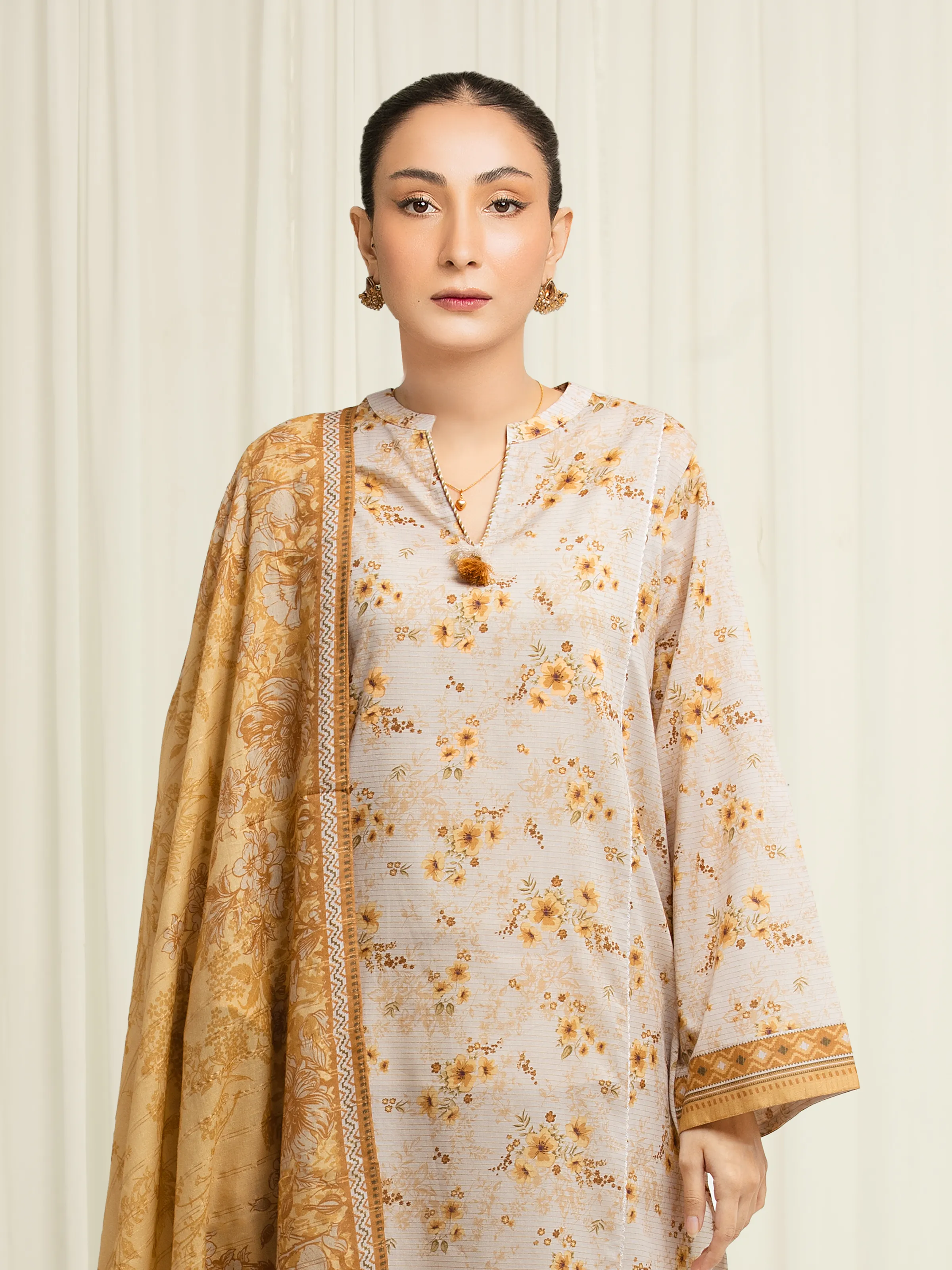 Unstitched Printed Zari Lawn Suit - EWU6M6-046-3P - Image 2