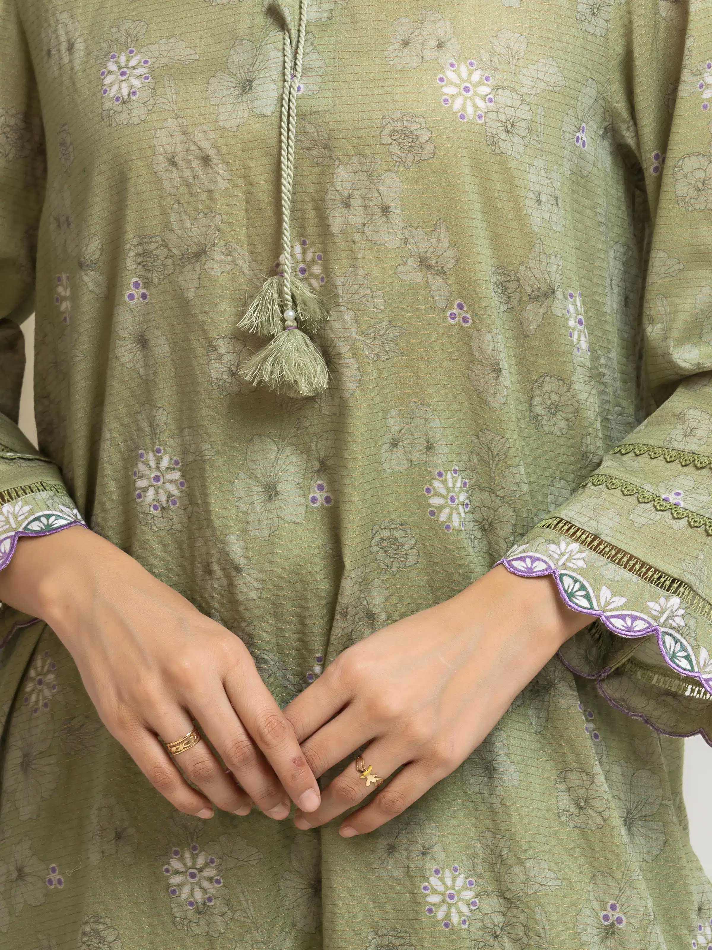 Unstitched Printed Zari Lawn Suit - EWU6M6-047-3P - Image 3