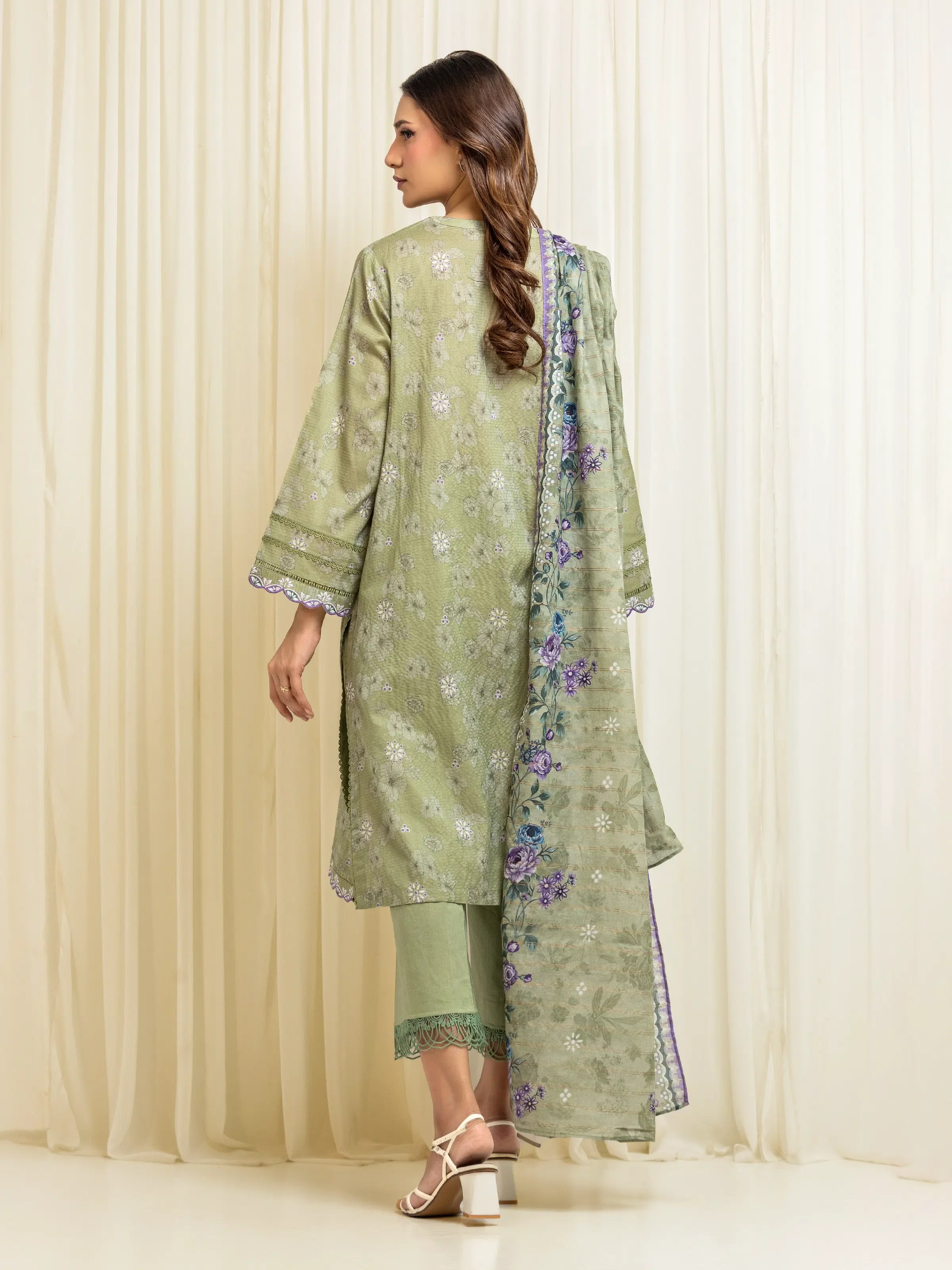Unstitched Printed Zari Lawn Suit - EWU6M6-047-3P - Image 6