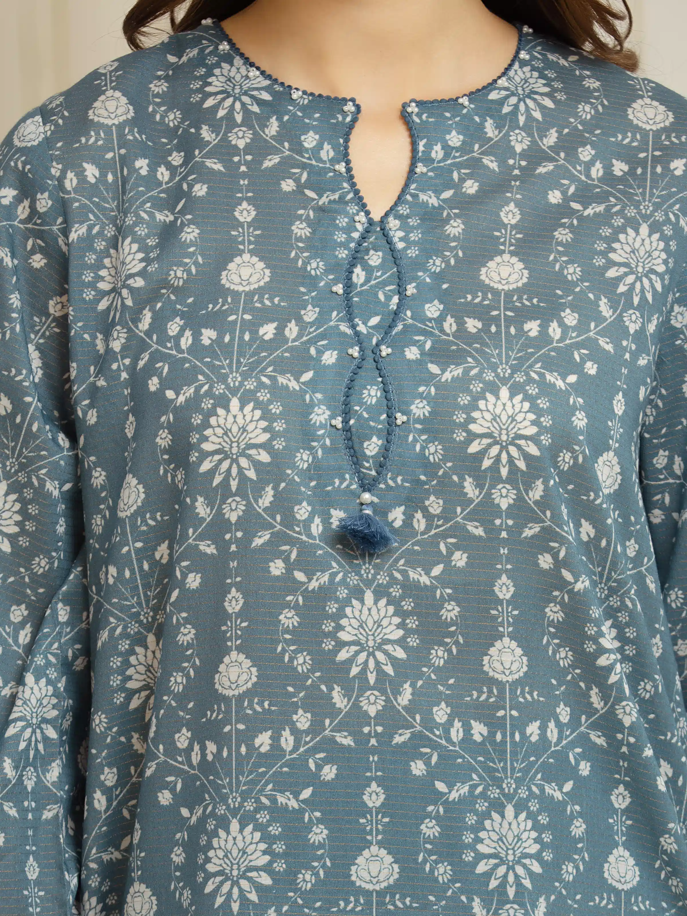 Unstitched  Printed Zari Lawn Suit - EWU6M6-049-3P - Image 4