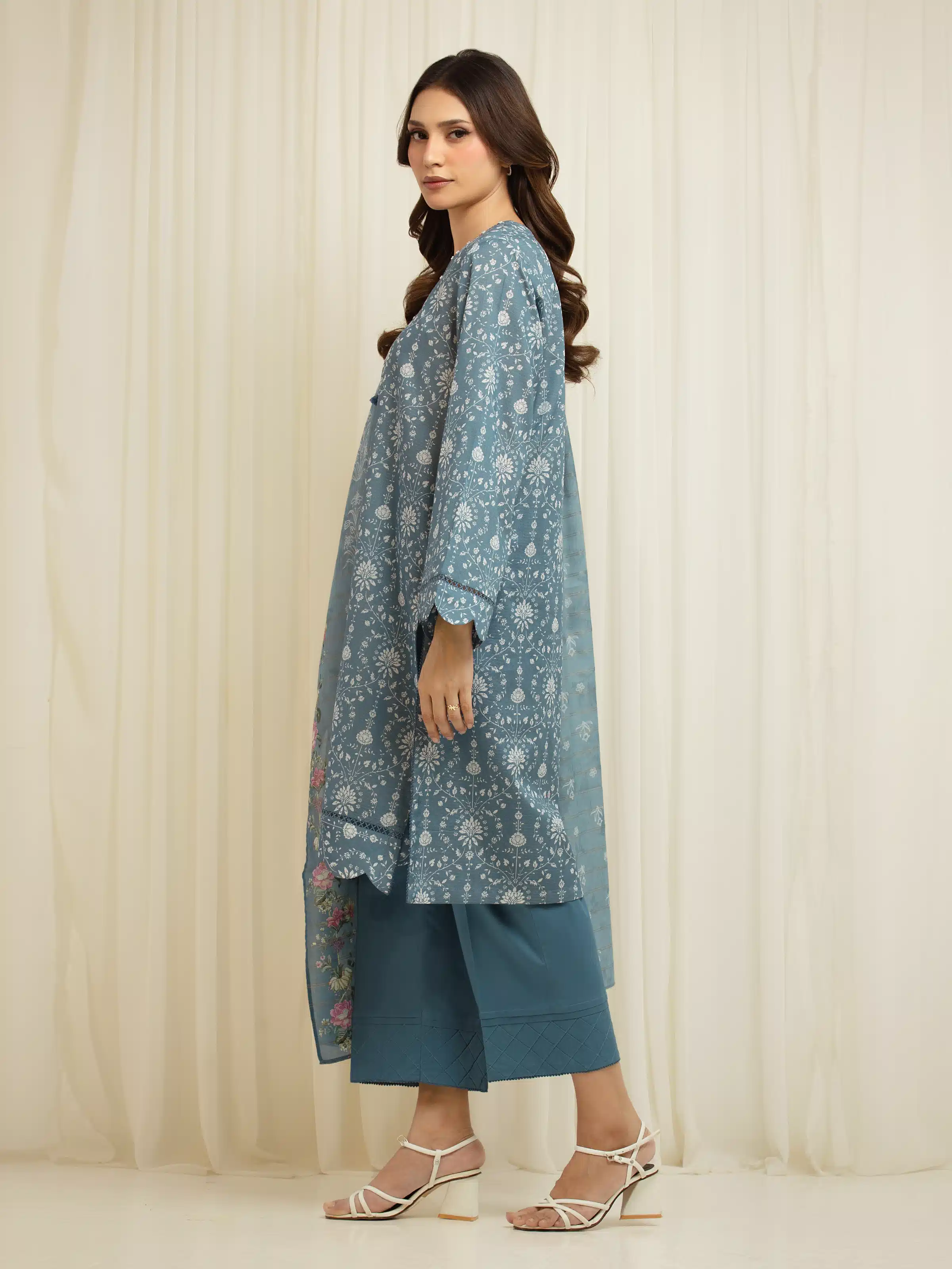 Unstitched  Printed Zari Lawn Suit - EWU6M6-049-3P - Image 5