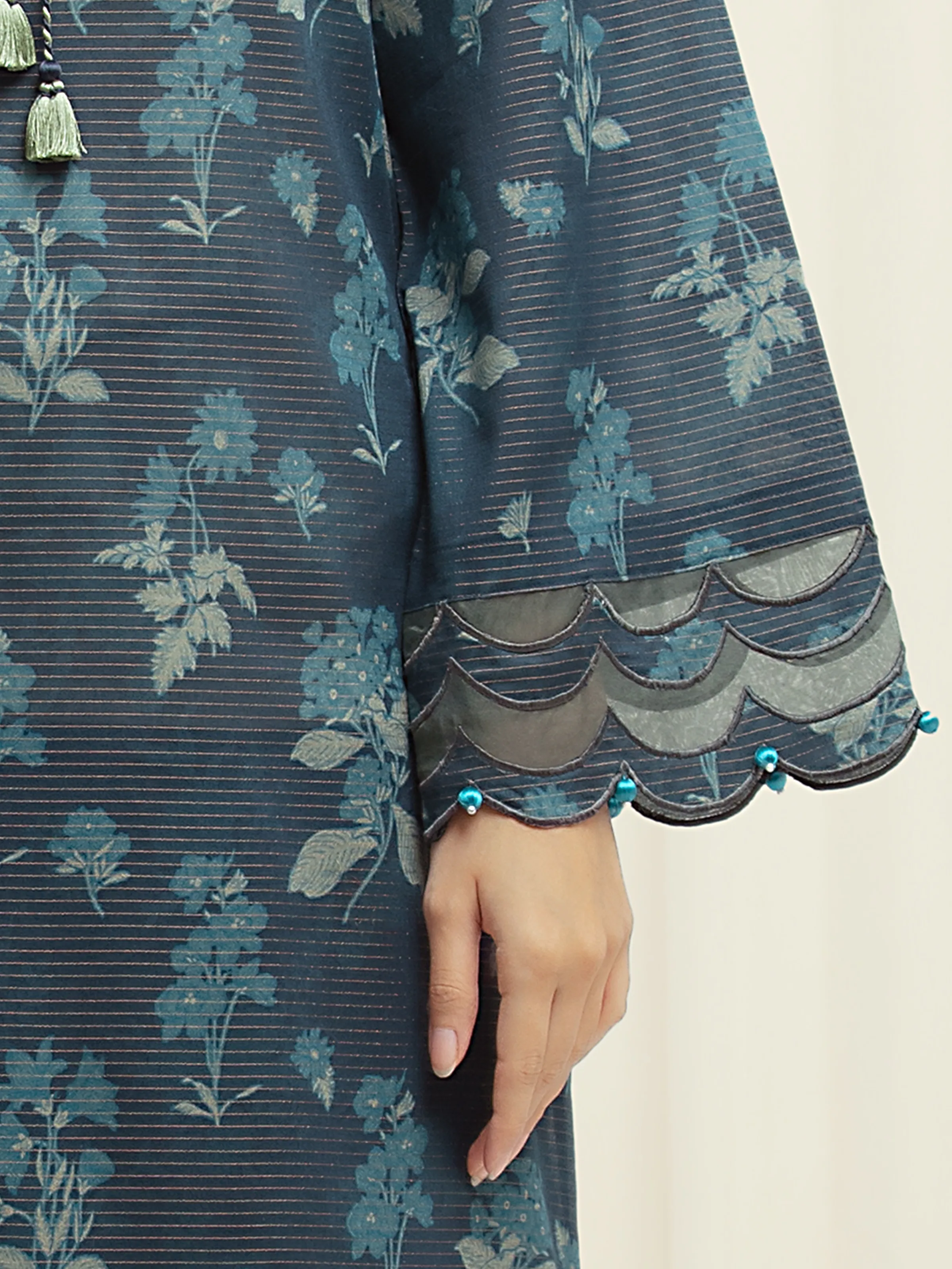 Unstitched Printed Zari Lawn Suit - EWU6M6-051-3P - Image 3
