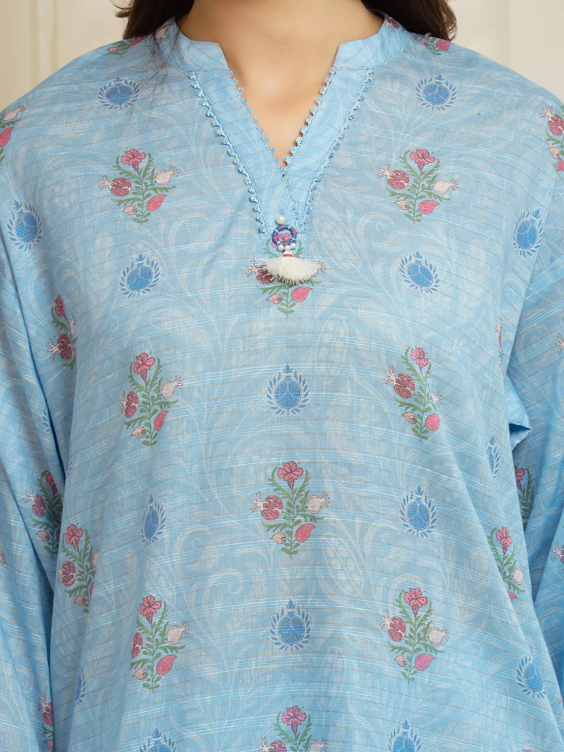Unstitched Printed Zari Lawn Suit - EWU6M6-052-3P - Image 4