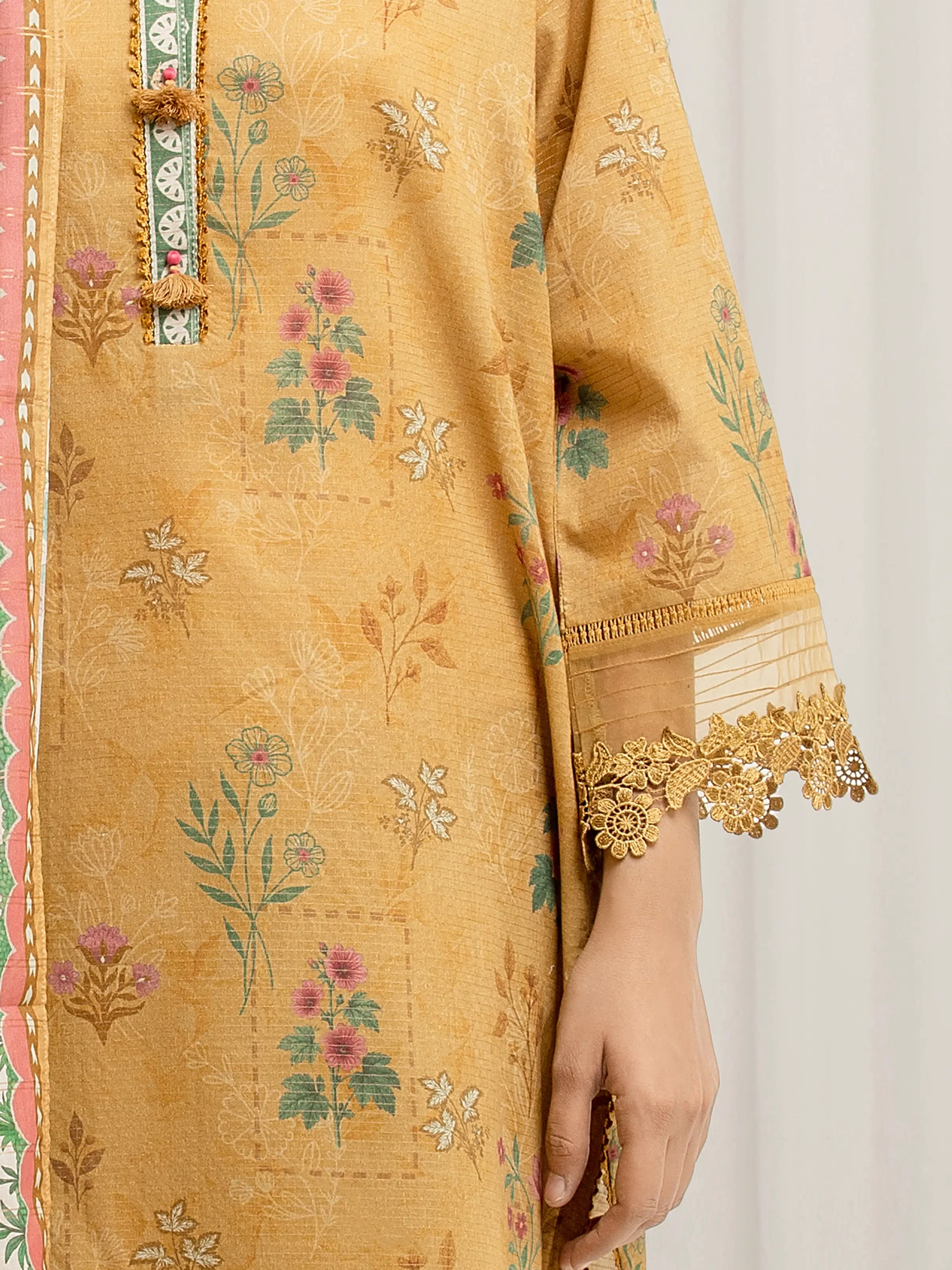 Unstitched Printed Zari Lawn Suit - EWU6M6-053-3P - Image 4